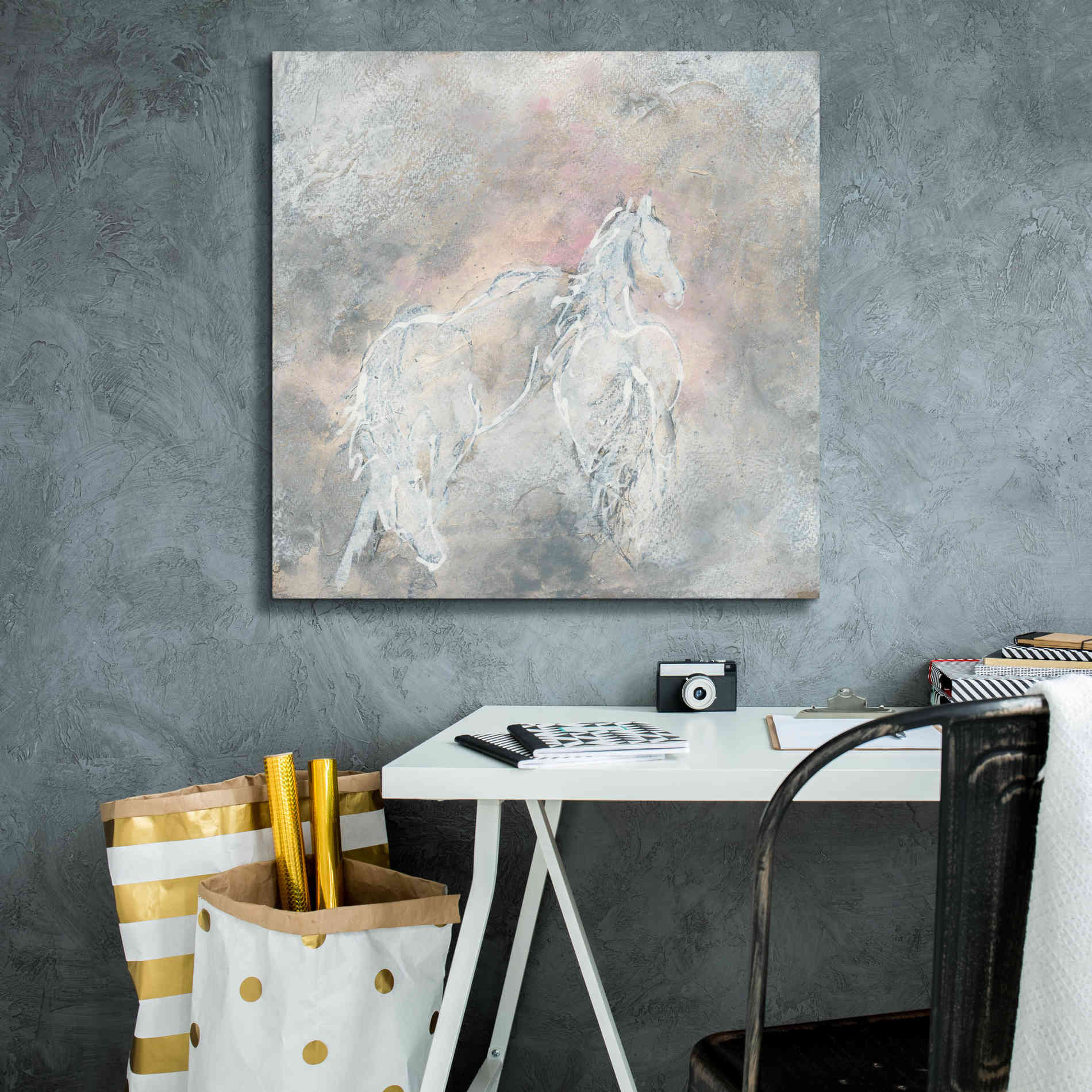 'Blush Horses II' by Chris Paschke, Giclee Canvas Wall Art,26 x 26