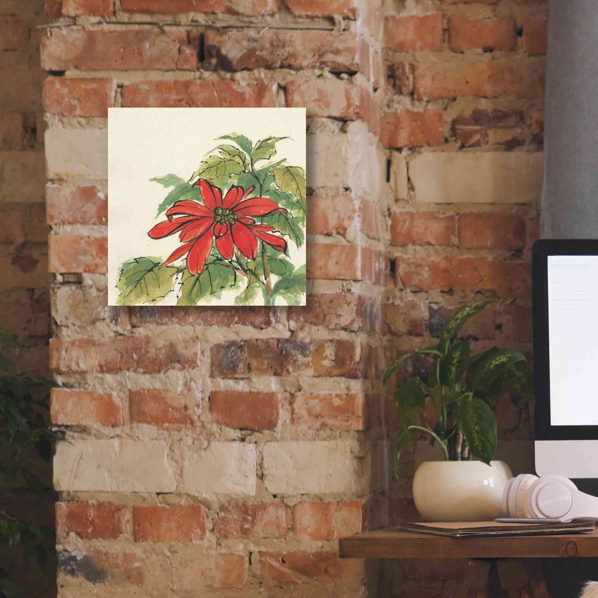 'Poinsettia I' by Chris Paschke, Giclee Canvas Wall Art,12 x 12
