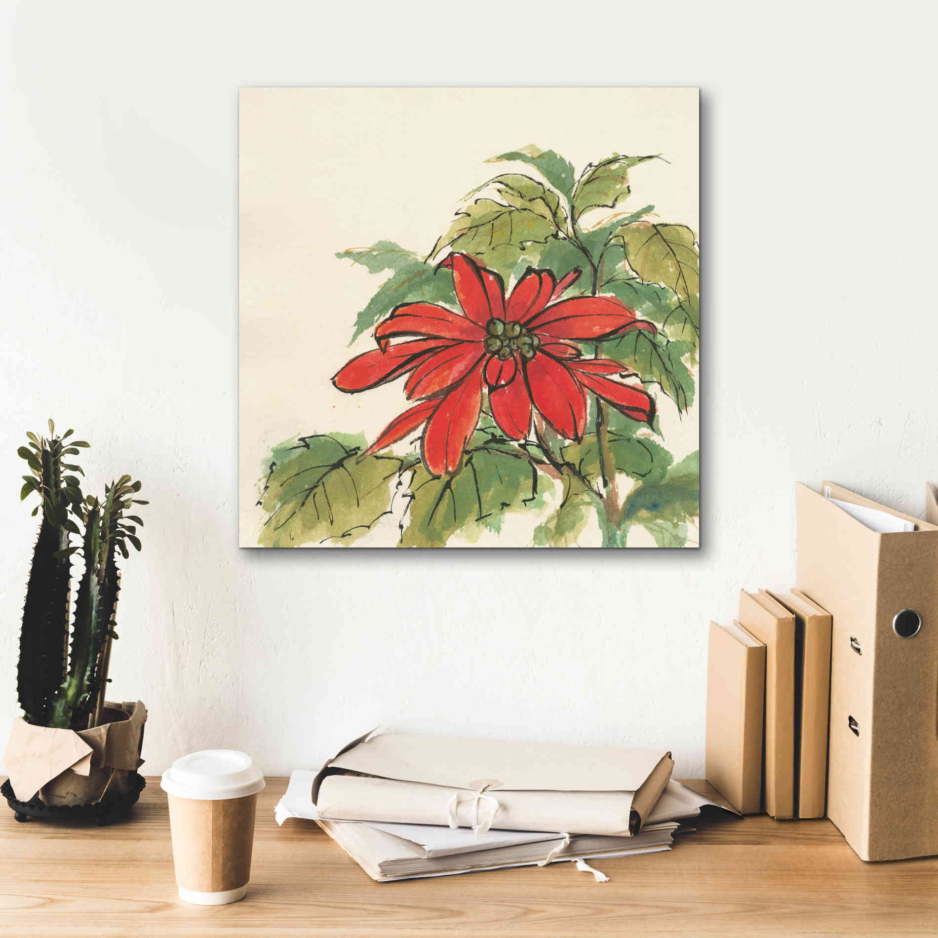 'Poinsettia I' by Chris Paschke, Giclee Canvas Wall Art,18 x 18