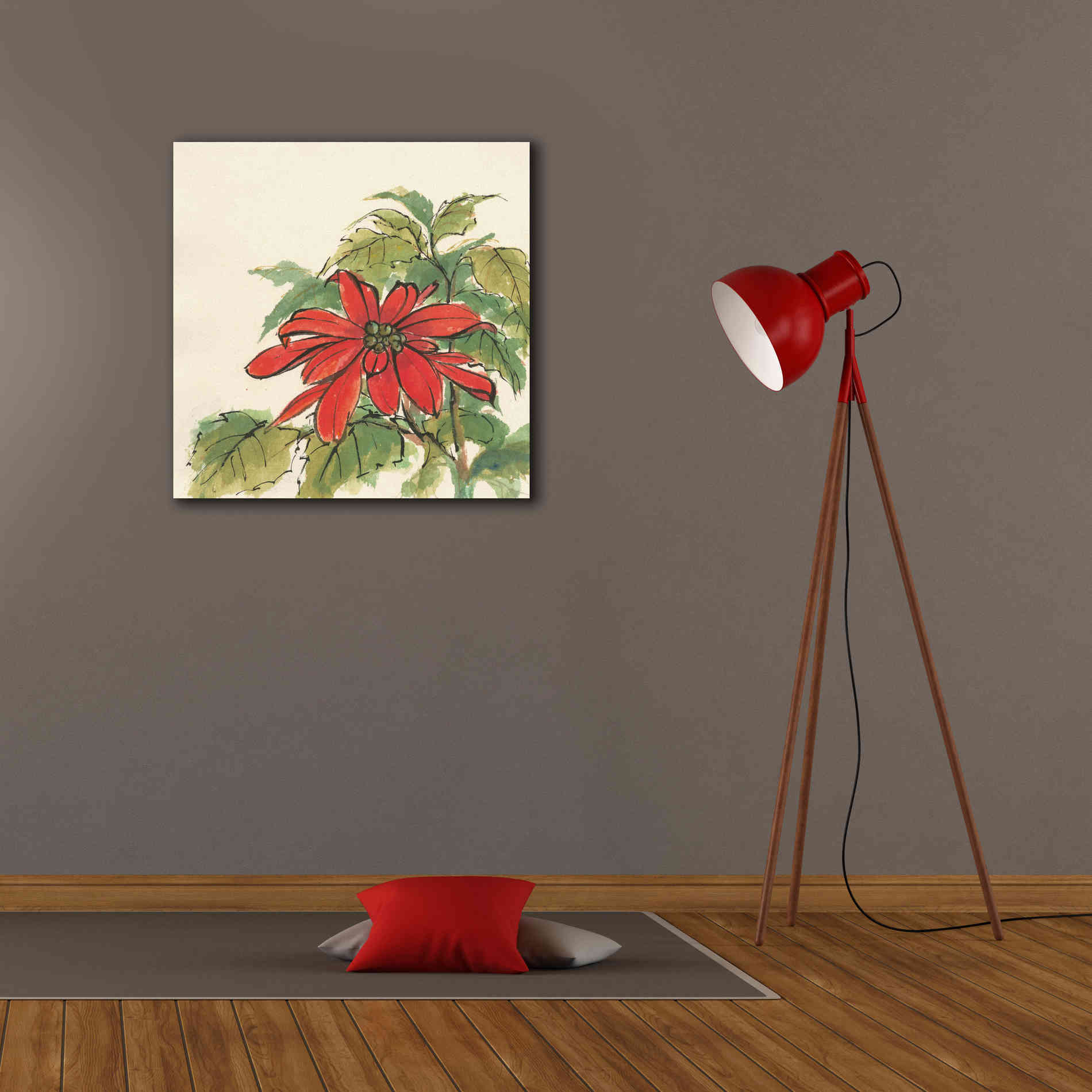 'Poinsettia I' by Chris Paschke, Giclee Canvas Wall Art,26 x 26
