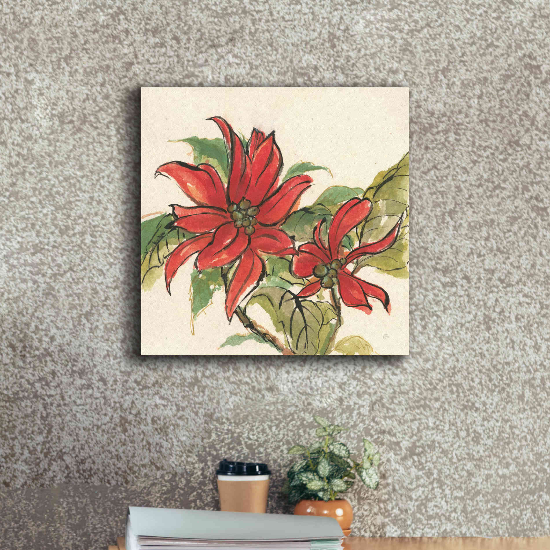 'Poinsettia II' by Chris Paschke, Giclee Canvas Wall Art,18 x 18