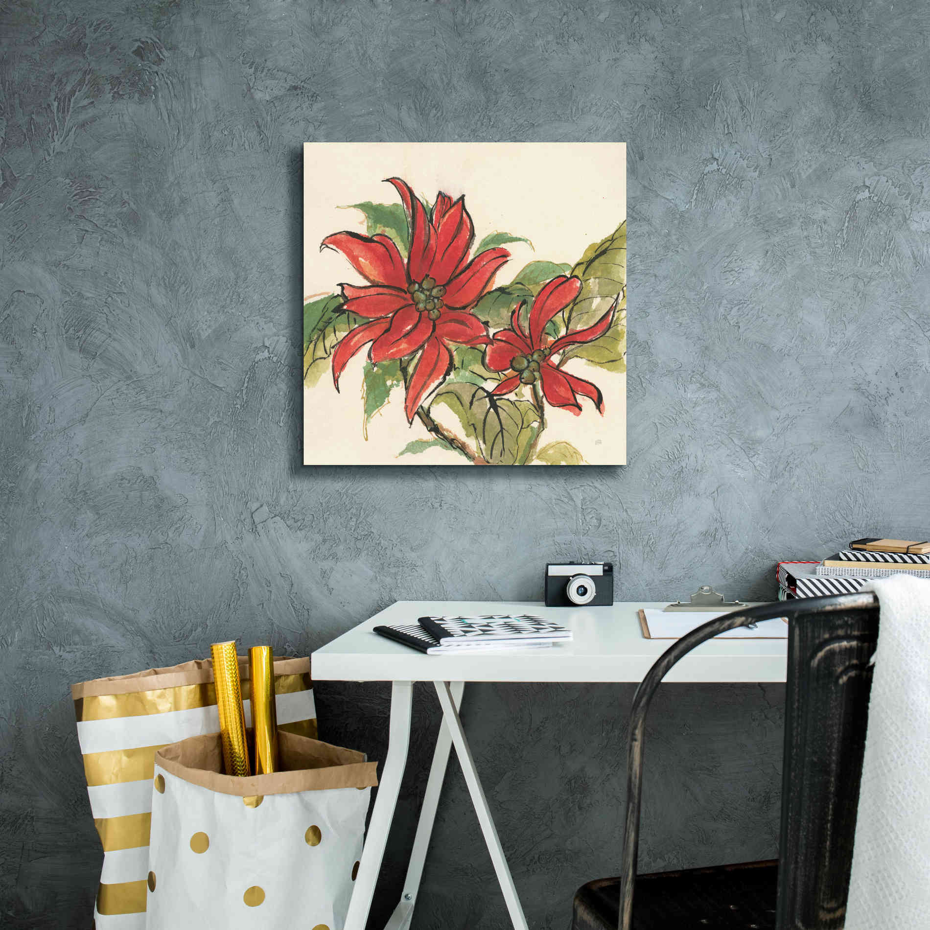 'Poinsettia II' by Chris Paschke, Giclee Canvas Wall Art,18 x 18