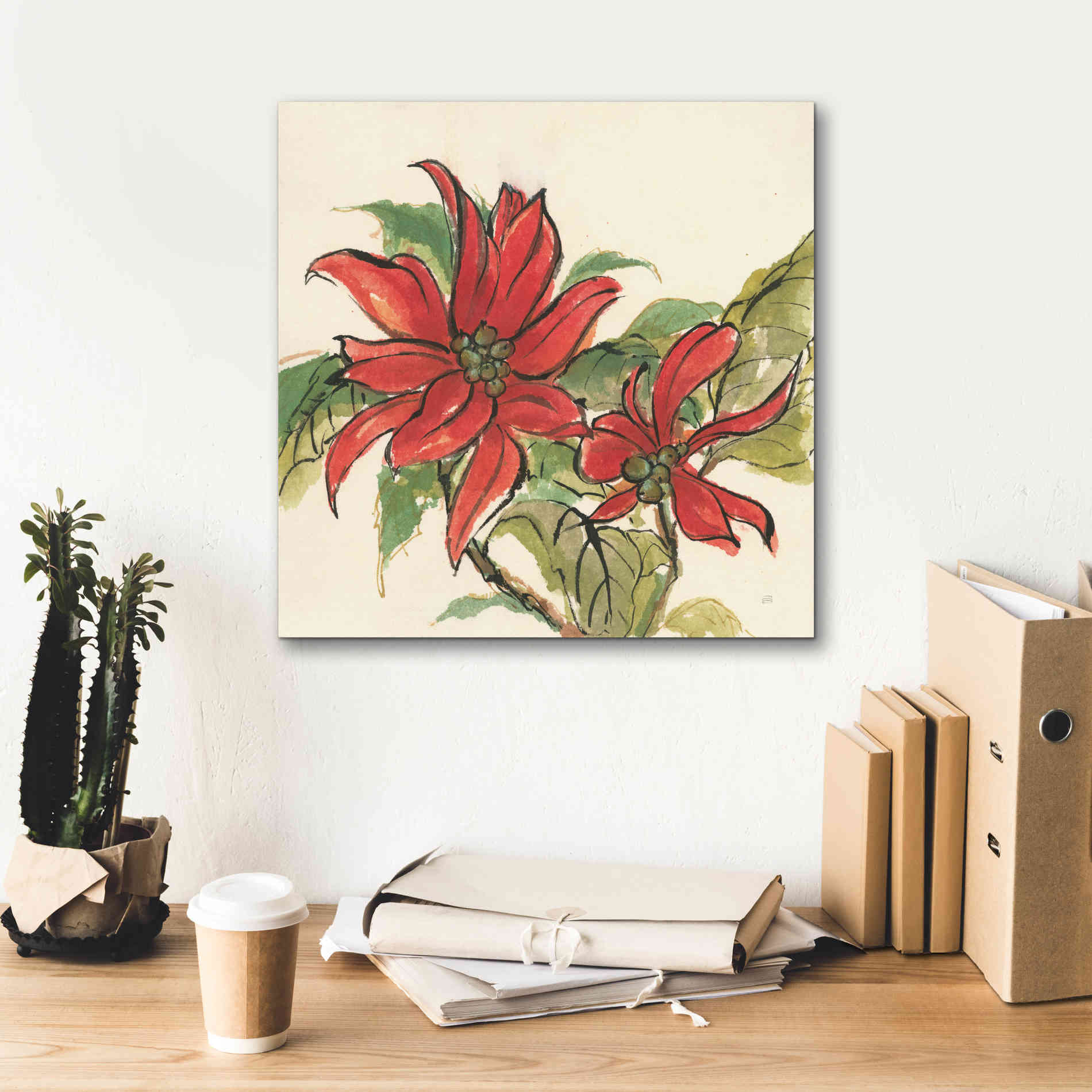 'Poinsettia II' by Chris Paschke, Giclee Canvas Wall Art,18 x 18