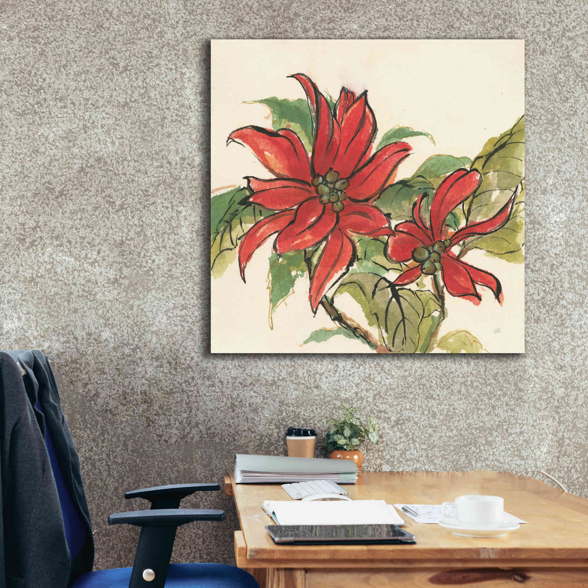 'Poinsettia II' by Chris Paschke, Giclee Canvas Wall Art,37 x 37