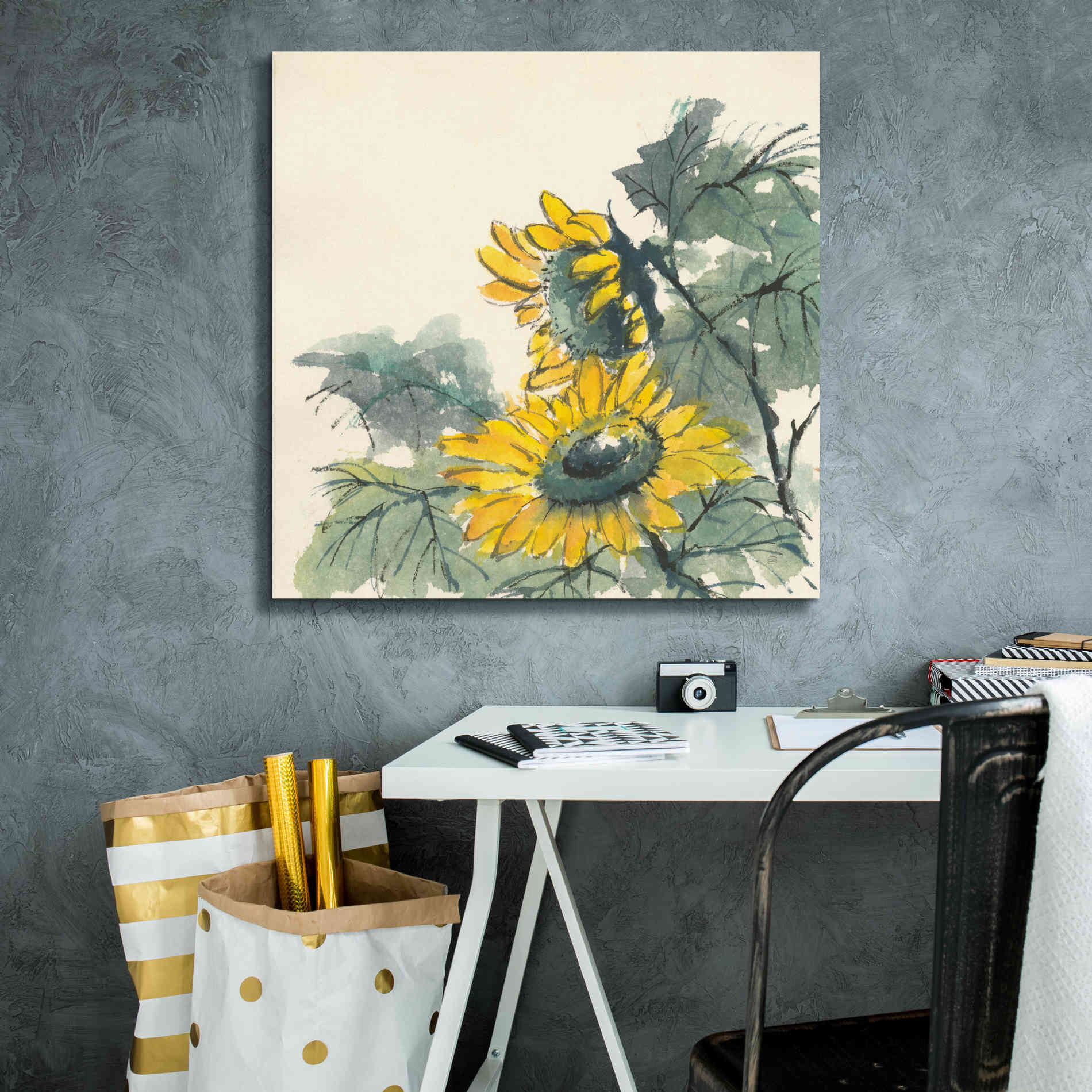 'Sunflower II' by Chris Paschke, Giclee Canvas Wall Art,26 x 26