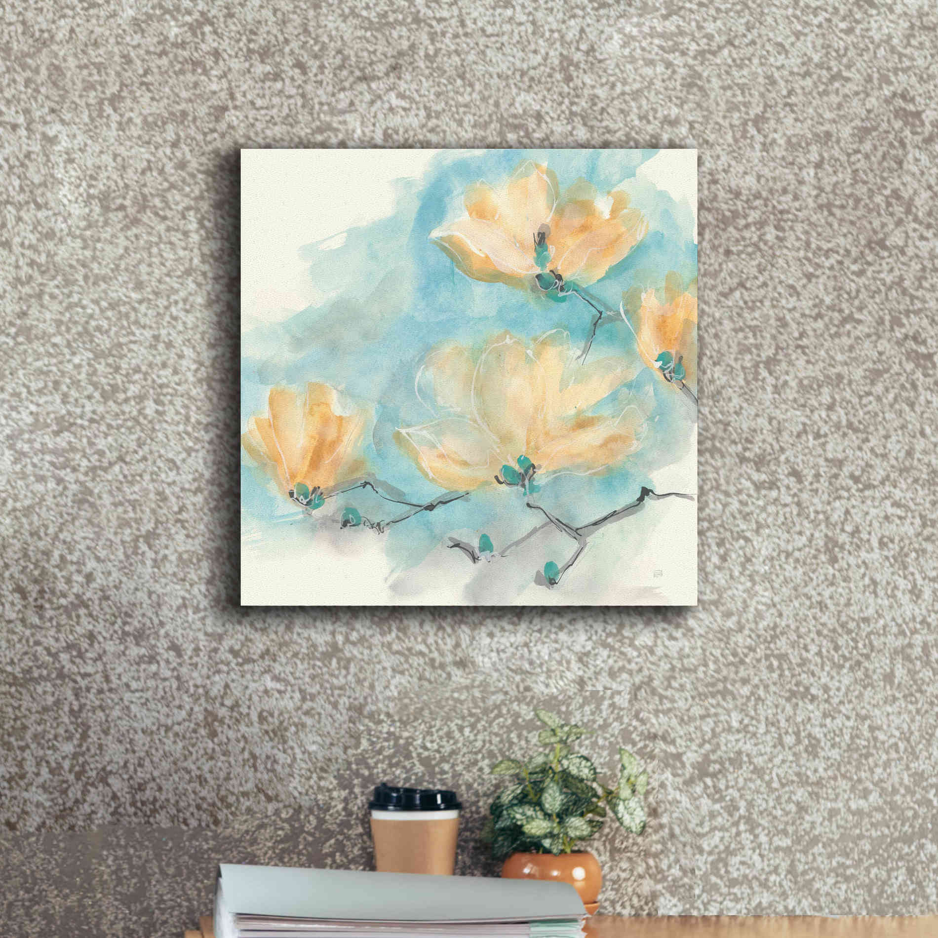 'Teal Buds III' by Chris Paschke, Giclee Canvas Wall Art,18 x 18