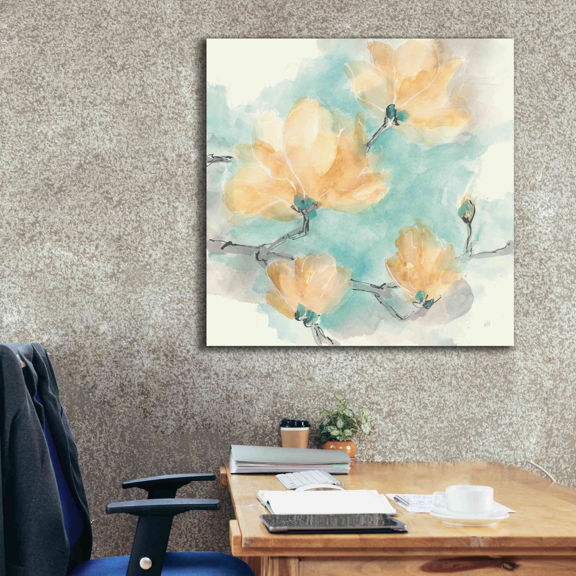 'Teal Buds IV' by Chris Paschke, Giclee Canvas Wall Art,37 x 37