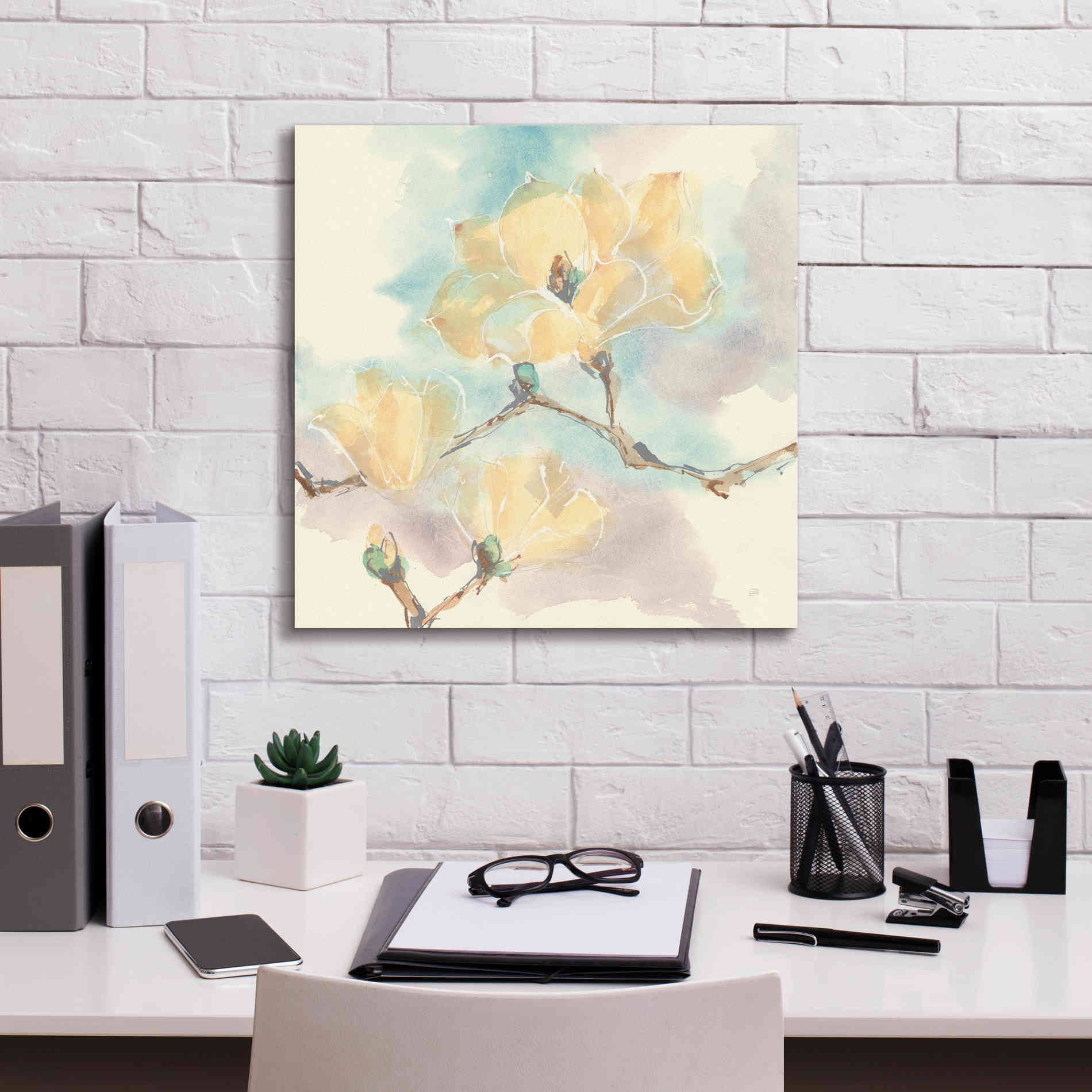 'Magnolias In White I' by Chris Paschke, Giclee Canvas Wall Art,18 x 18