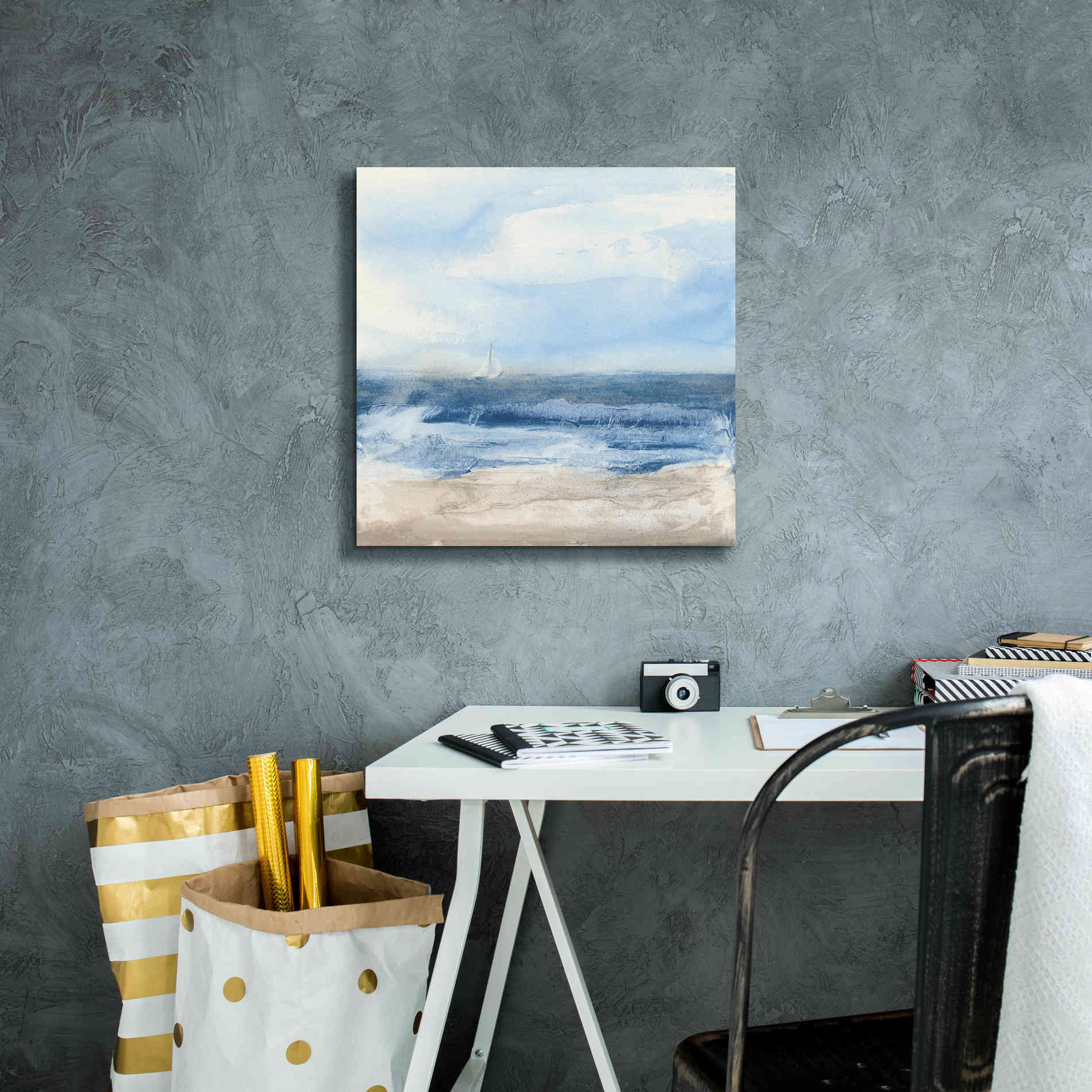 'Surf And Sails' by Chris Paschke, Giclee Canvas Wall Art,18 x 18