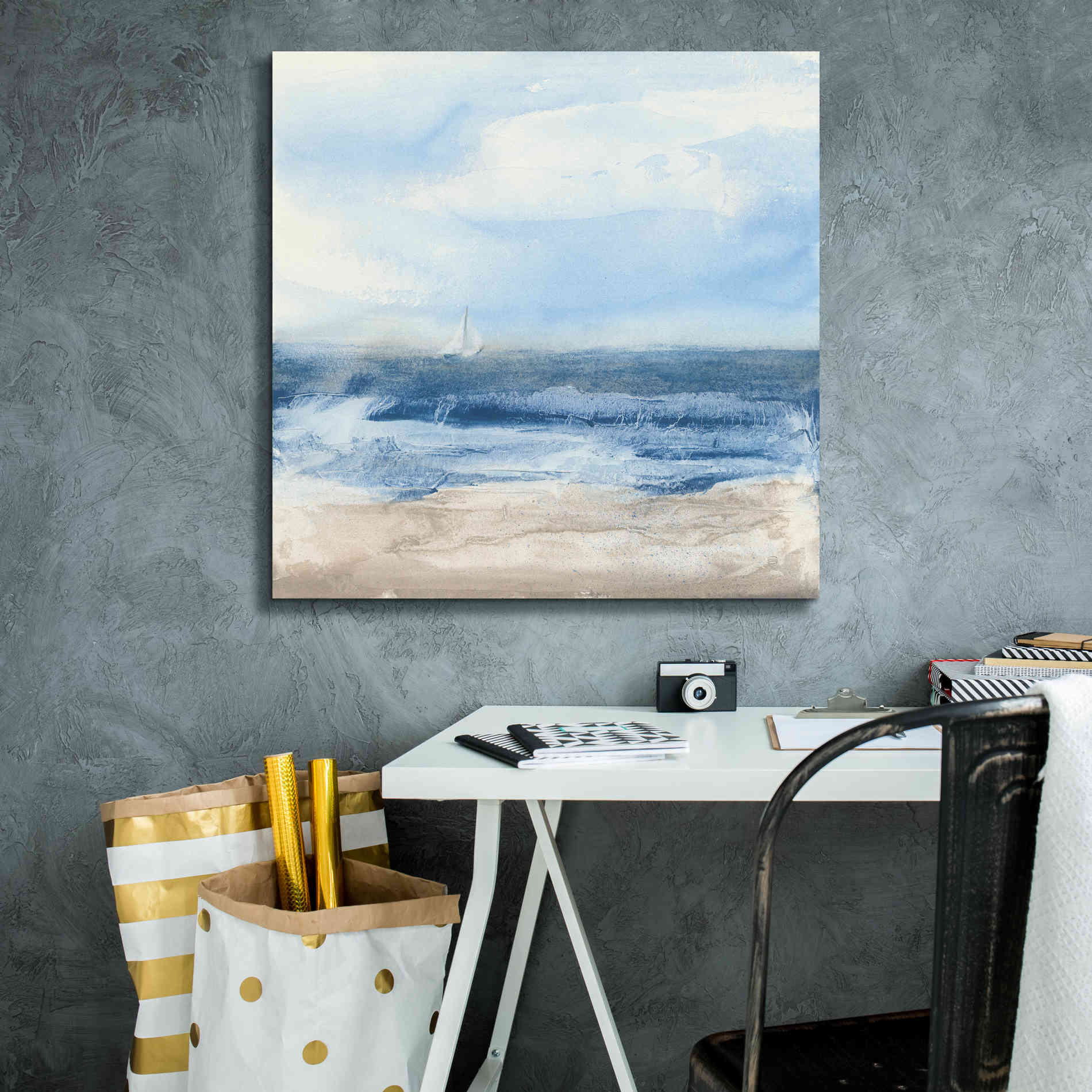 'Surf And Sails' by Chris Paschke, Giclee Canvas Wall Art,26 x 26