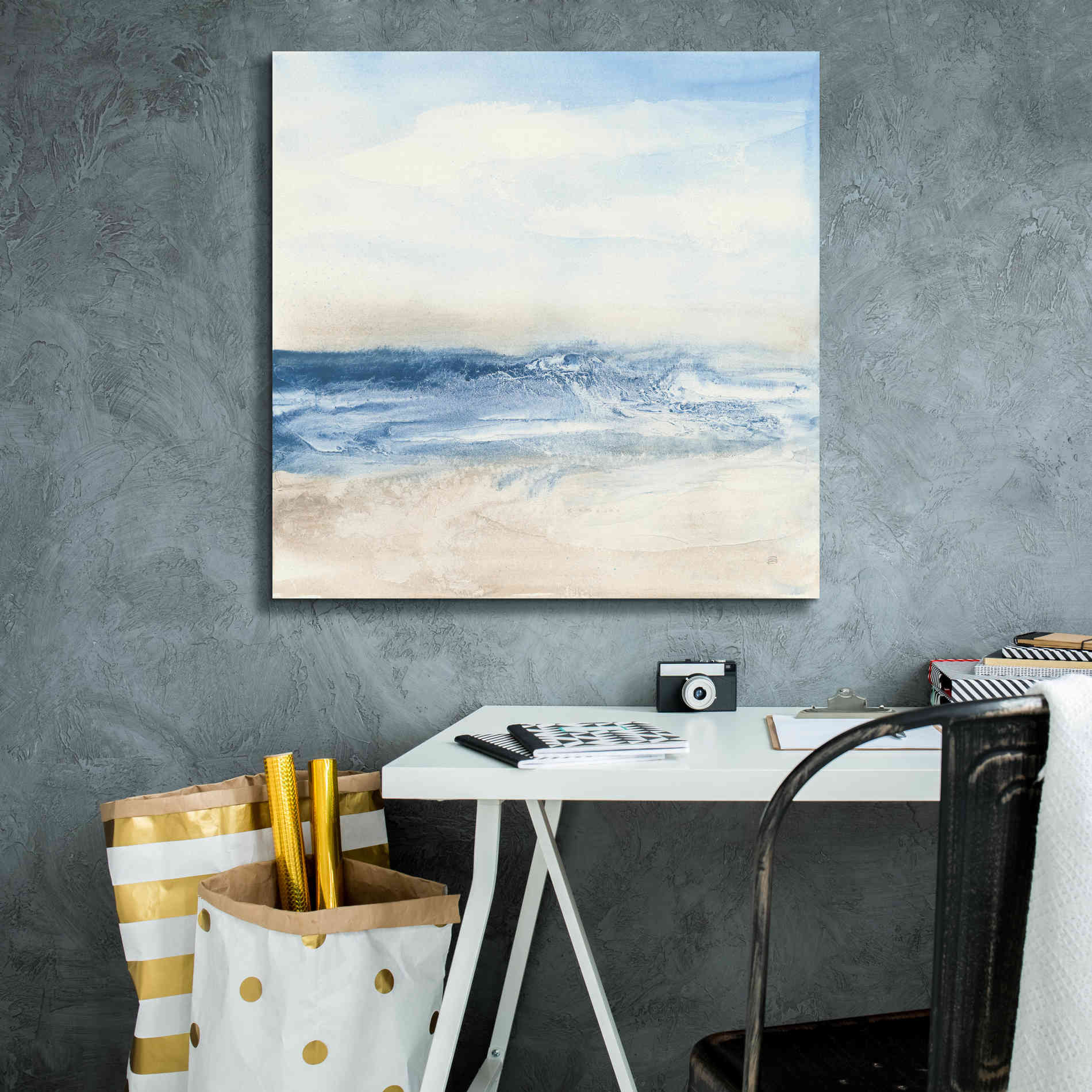 'Surf And Sand' by Chris Paschke, Giclee Canvas Wall Art,26 x 26