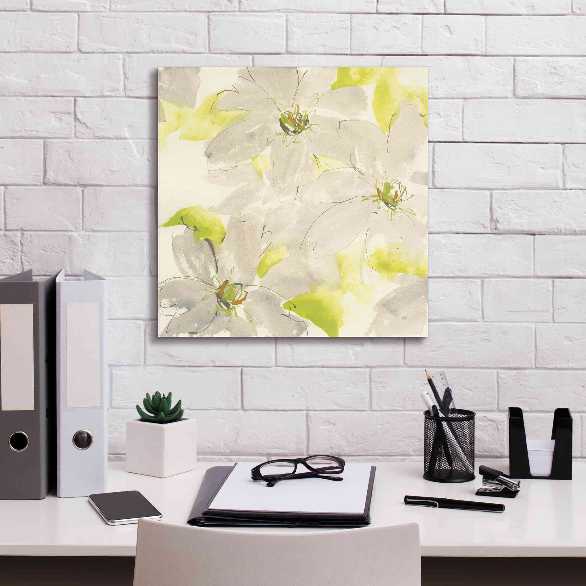 'Dancing Clematis I' by Chris Paschke, Giclee Canvas Wall Art,18 x 18