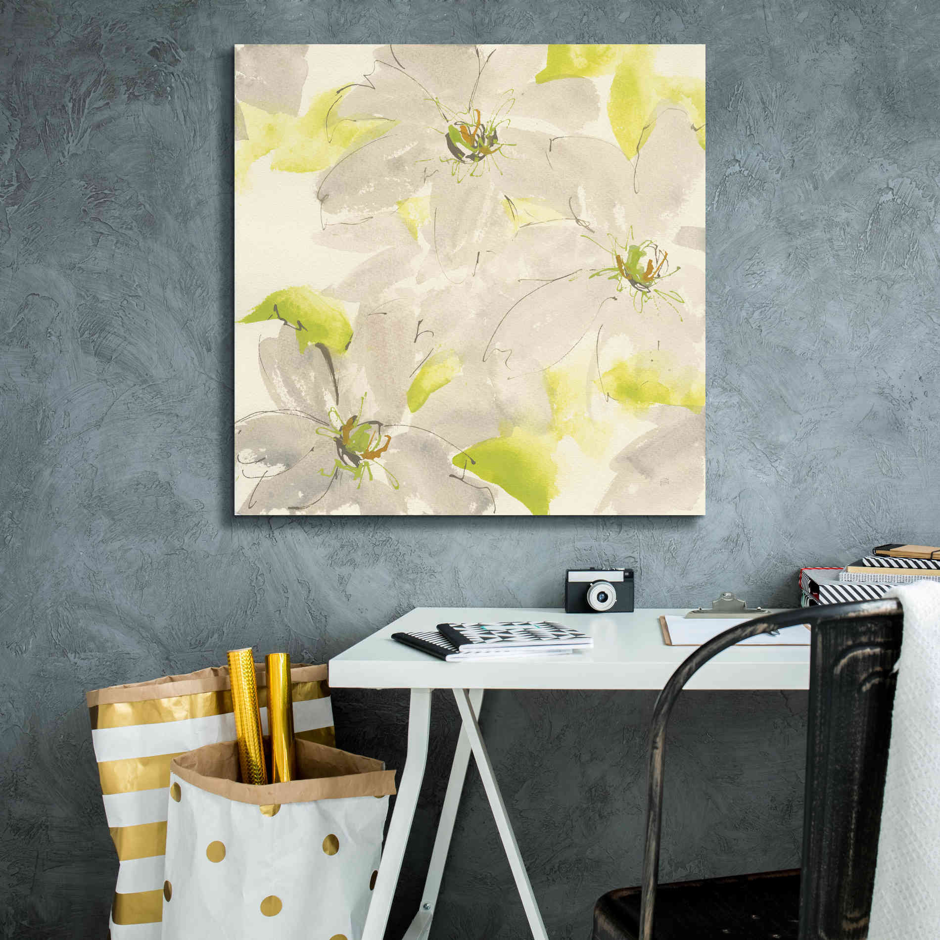 'Dancing Clematis I' by Chris Paschke, Giclee Canvas Wall Art,26 x 26