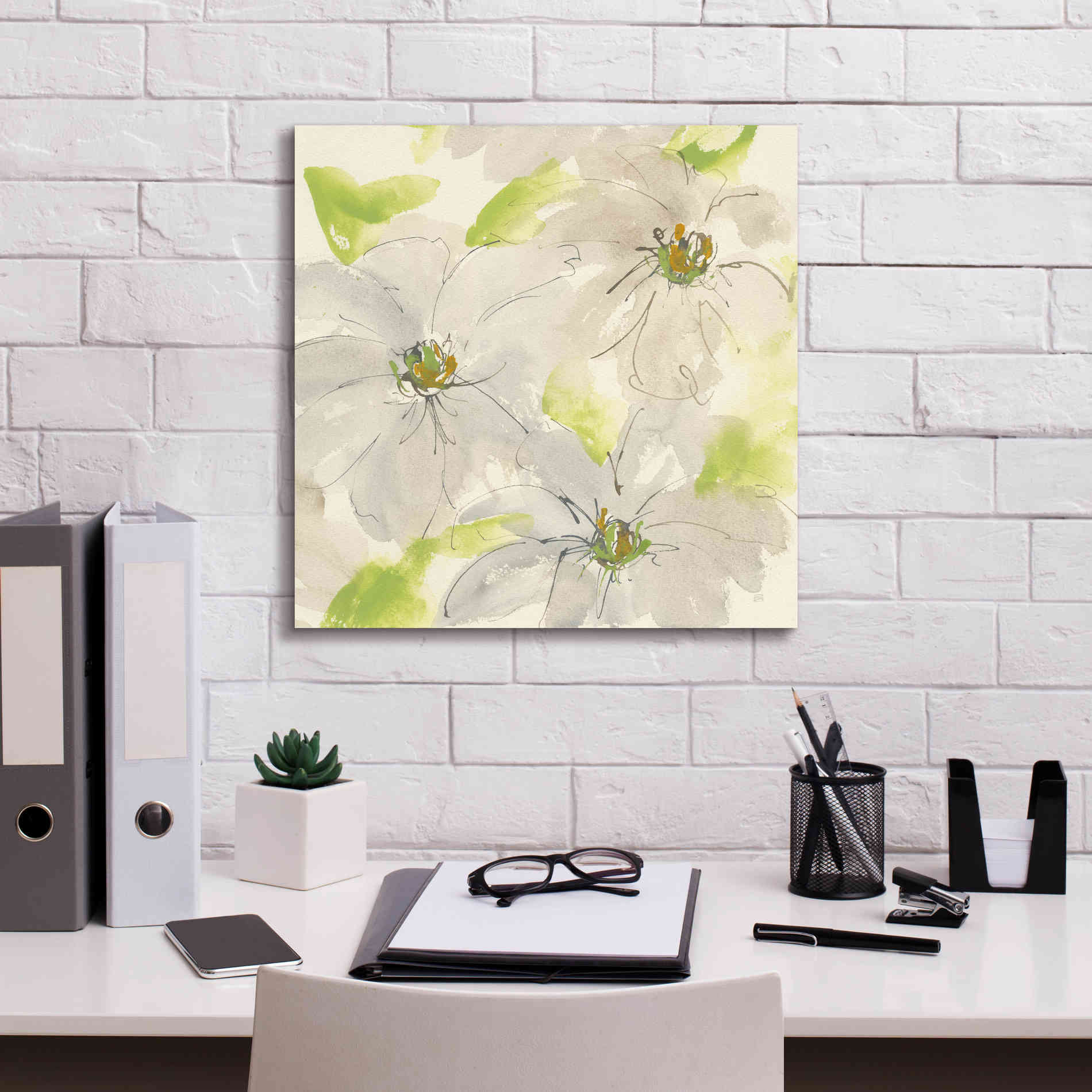 'Dancing Clematis II' by Chris Paschke, Giclee Canvas Wall Art,18 x 18