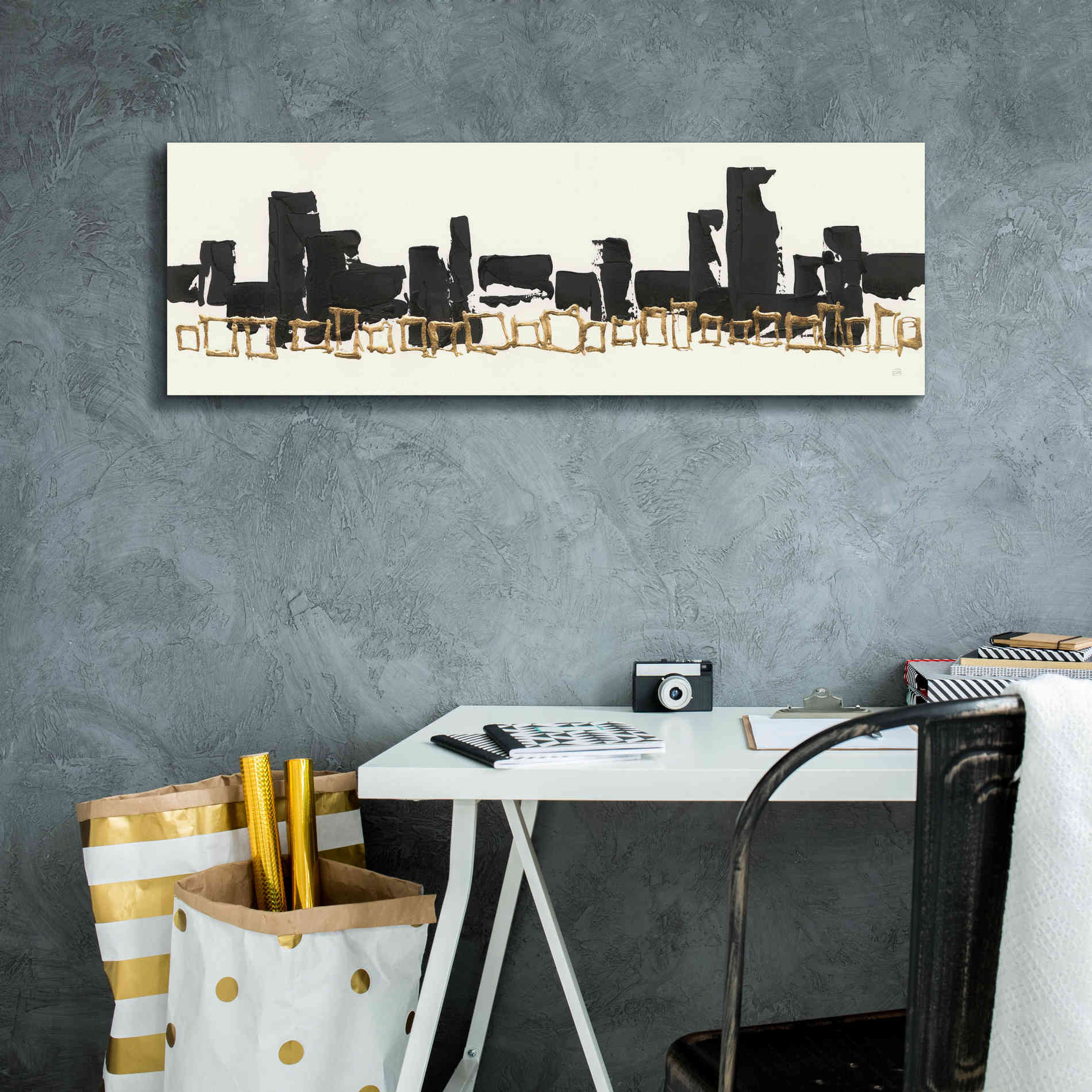 'Gilded Boxes I' by Chris Paschke, Giclee Canvas Wall Art,36 x 12