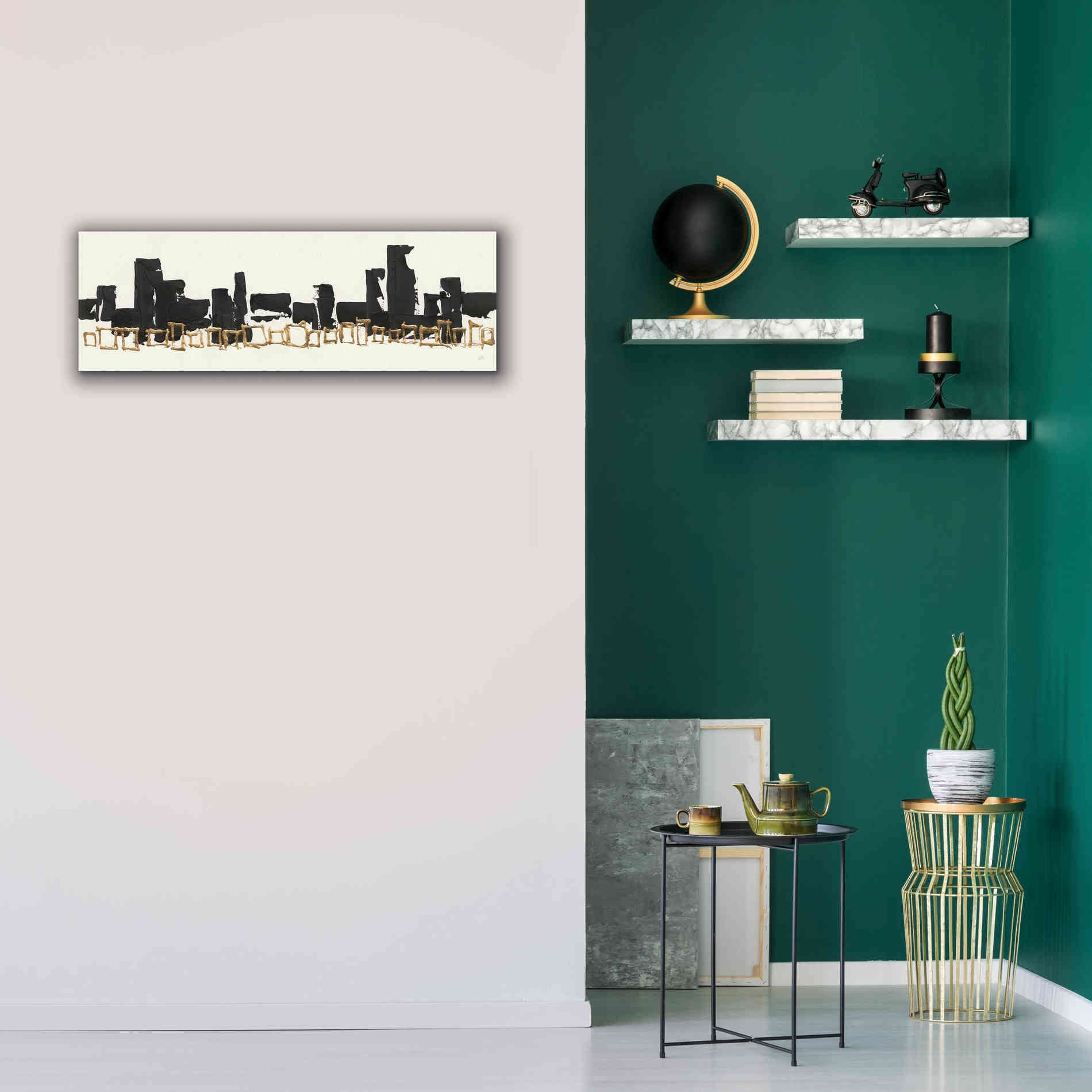 'Gilded Boxes I' by Chris Paschke, Giclee Canvas Wall Art,36 x 12