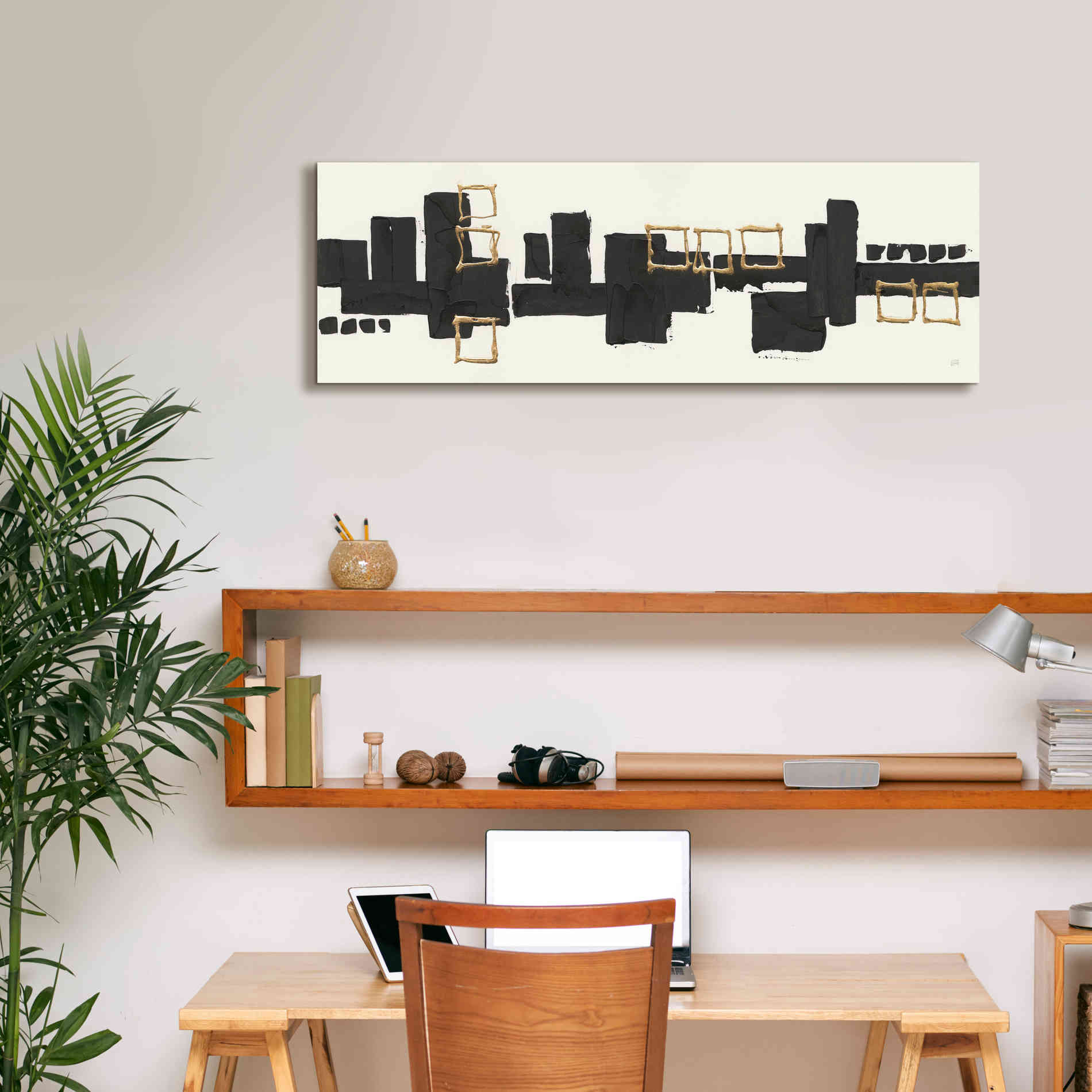 'Gilded Boxes II' by Chris Paschke, Giclee Canvas Wall Art,36 x 12