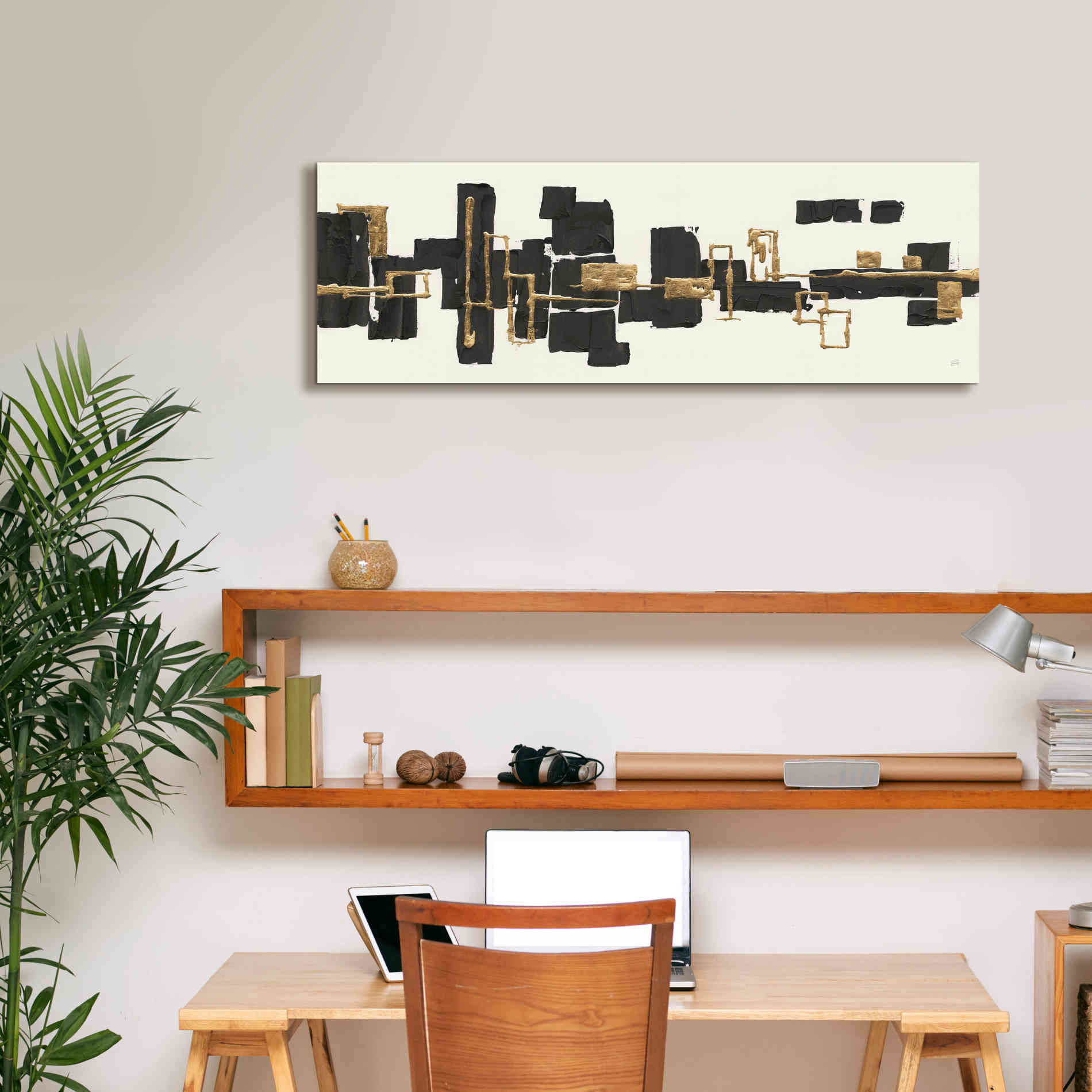 'Gilded Boxes III' by Chris Paschke, Giclee Canvas Wall Art,36 x 12