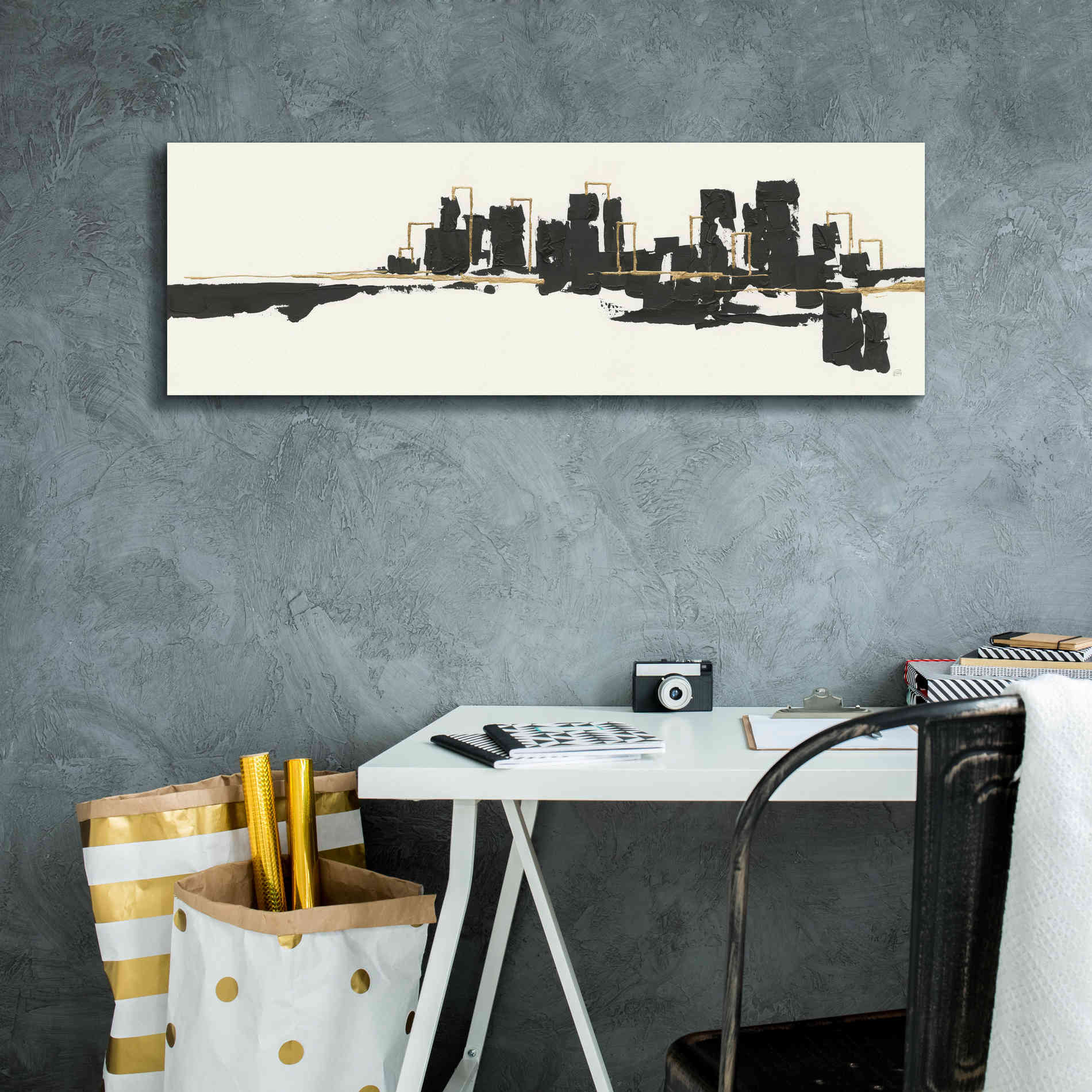 'Gilded City I' by Chris Paschke, Giclee Canvas Wall Art,36 x 12