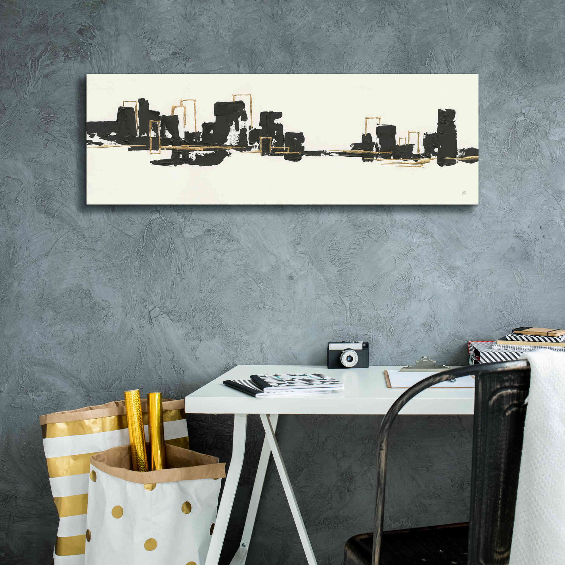 'Gilded City II' by Chris Paschke, Giclee Canvas Wall Art,36 x 12