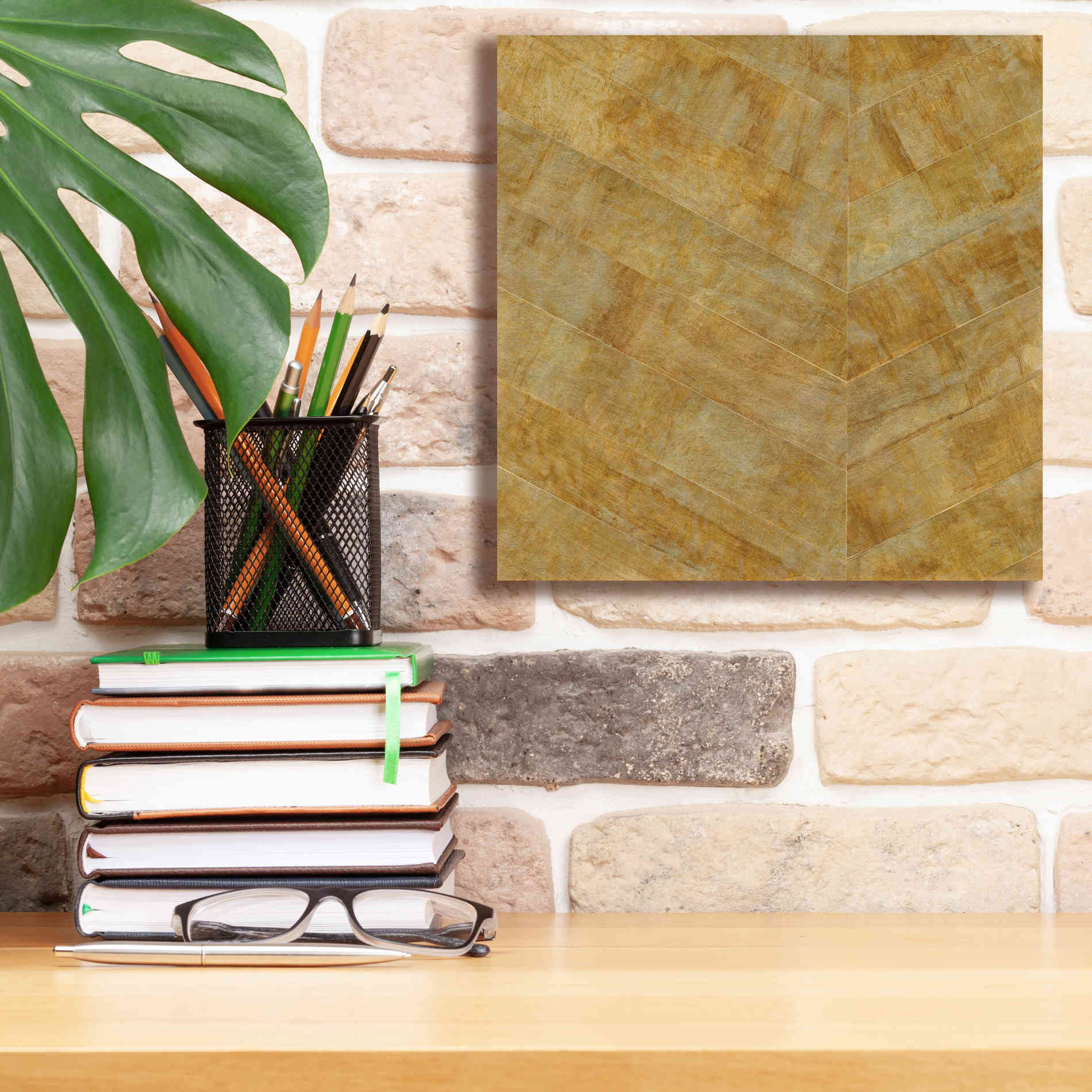 'Gilded Herringbone I' by Chris Paschke, Giclee Canvas Wall Art,12 x 12