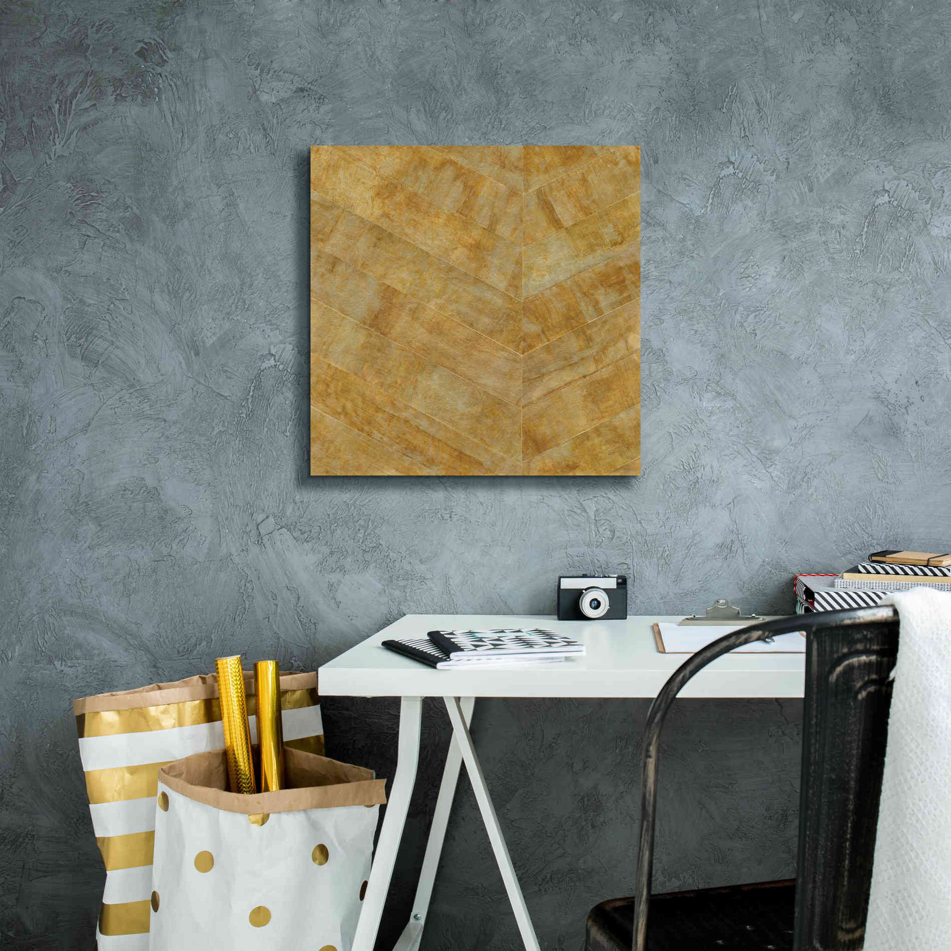 'Gilded Herringbone I' by Chris Paschke, Giclee Canvas Wall Art,18 x 18