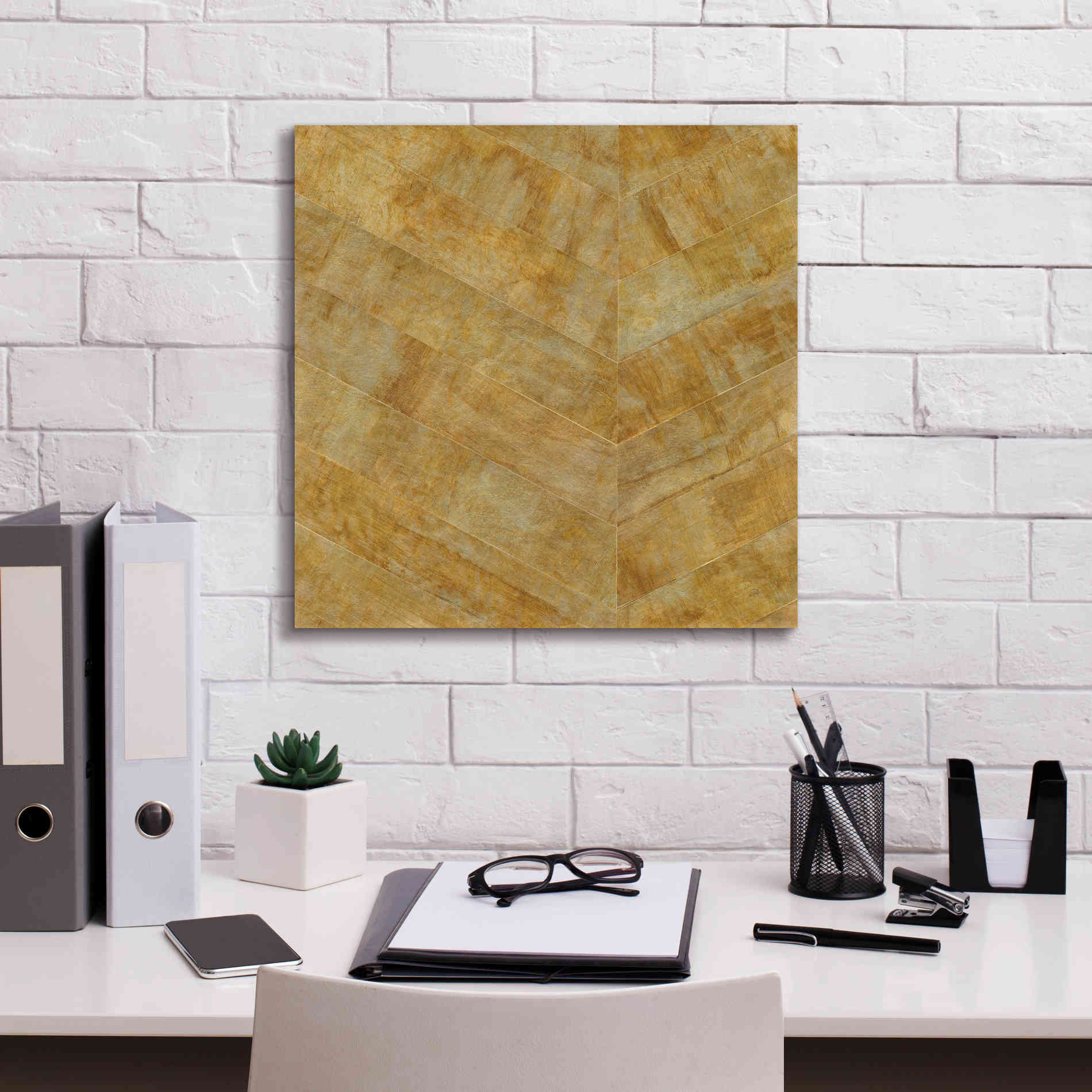 'Gilded Herringbone I' by Chris Paschke, Giclee Canvas Wall Art,18 x 18
