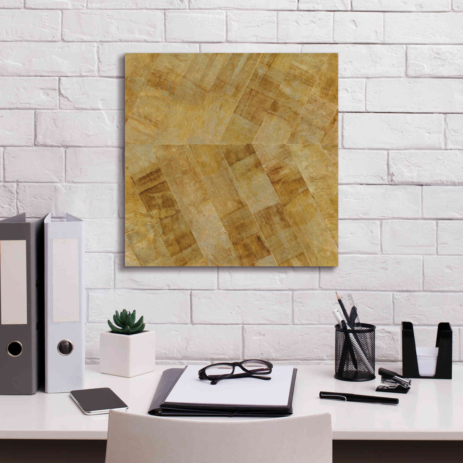 'Gilded Herringbone II' by Chris Paschke, Giclee Canvas Wall Art,18 x 18