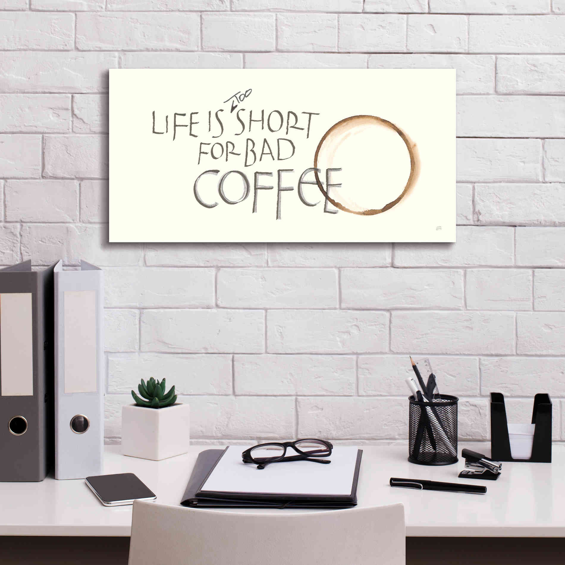 'Coffee Sayings I' by Chris Paschke, Giclee Canvas Wall Art,24 x 12