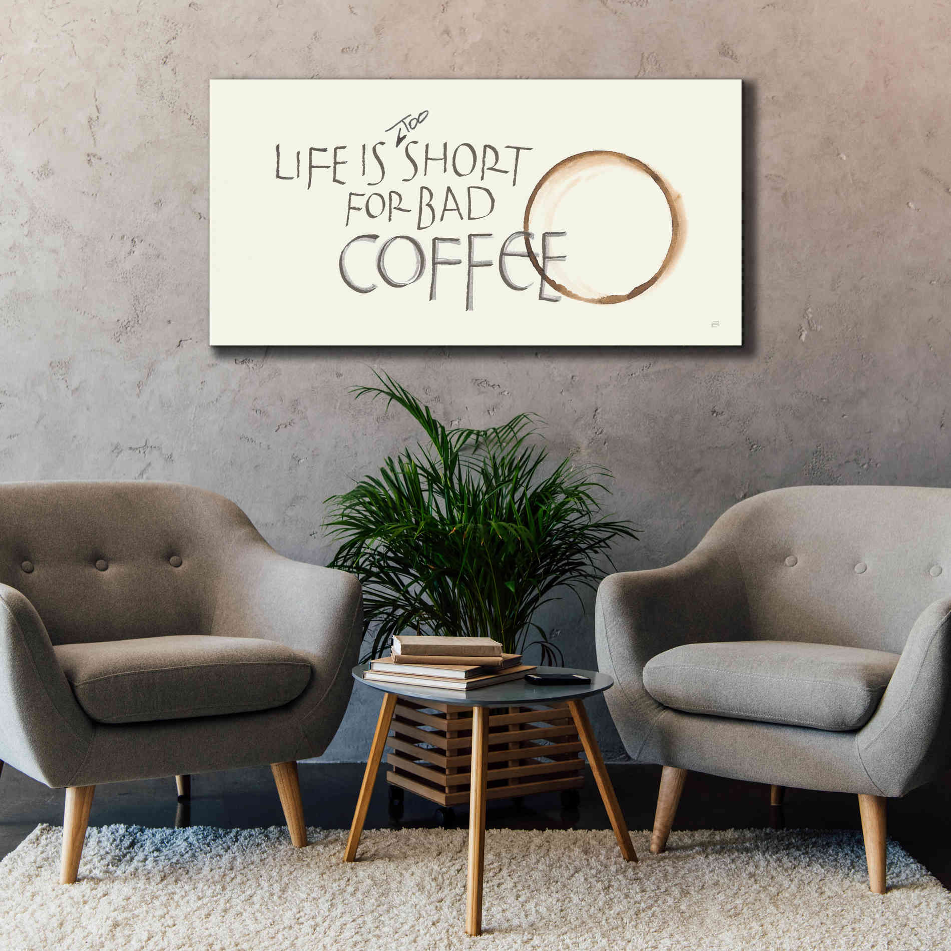 'Coffee Sayings I' by Chris Paschke, Giclee Canvas Wall Art,60 x 30