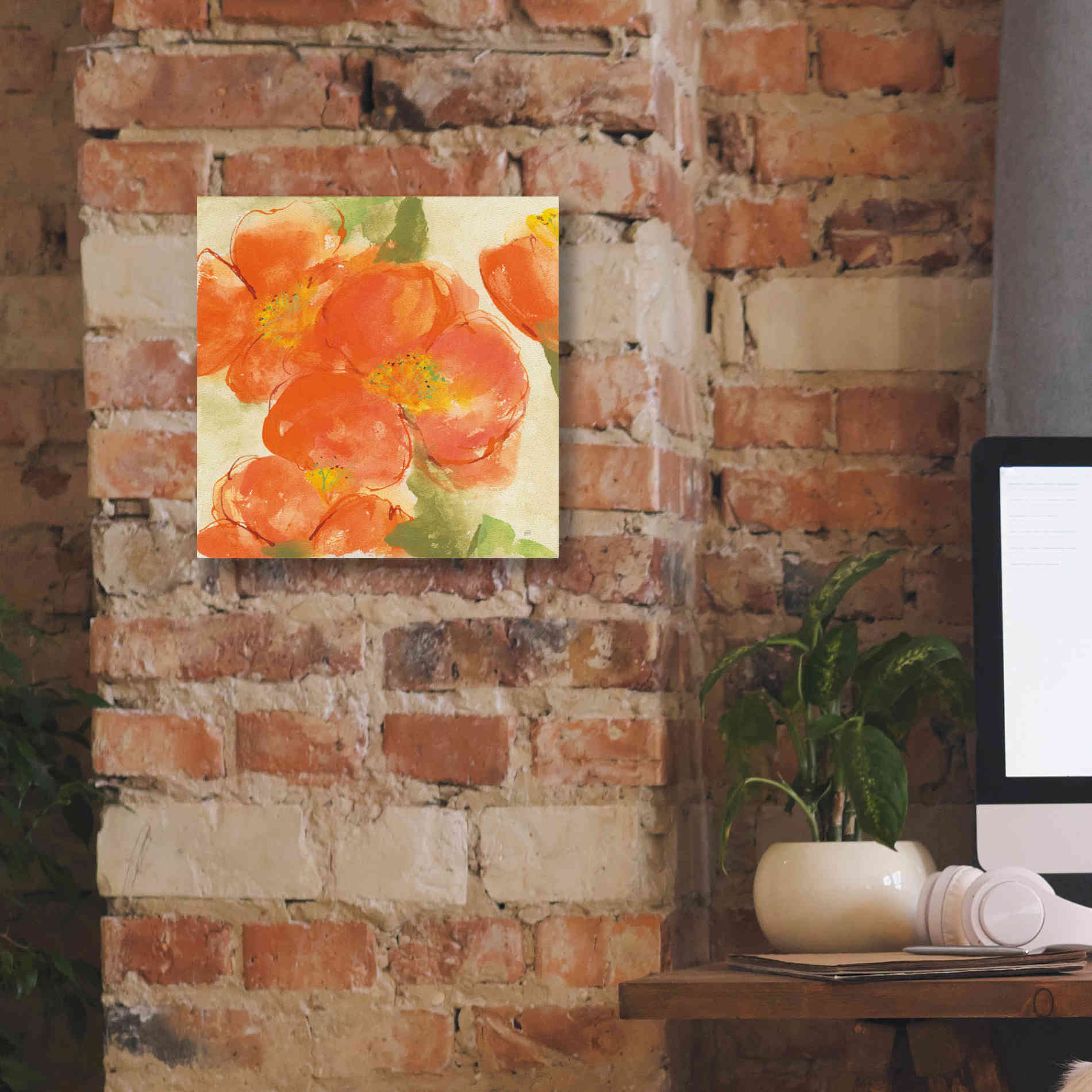 'Tangerine Poppies I' by Chris Paschke, Giclee Canvas Wall Art,12 x 12