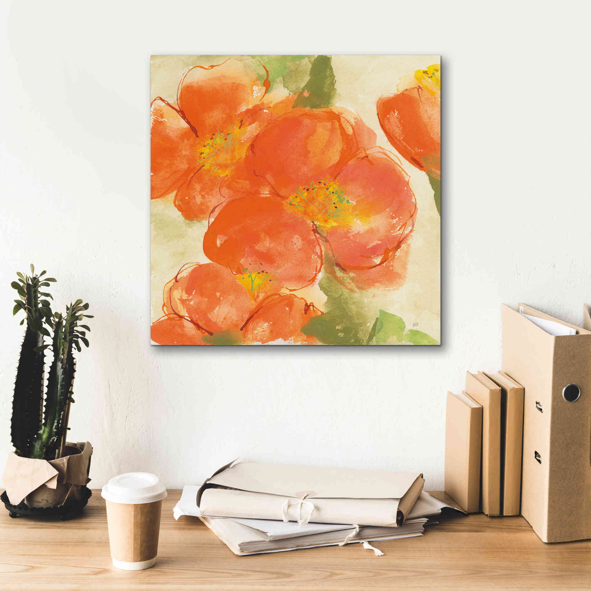'Tangerine Poppies I' by Chris Paschke, Giclee Canvas Wall Art,18 x 18