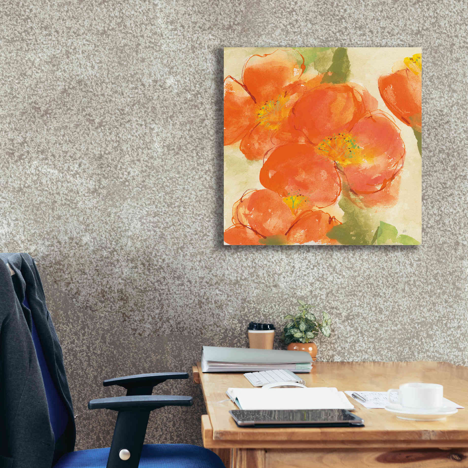 'Tangerine Poppies I' by Chris Paschke, Giclee Canvas Wall Art,26 x 26