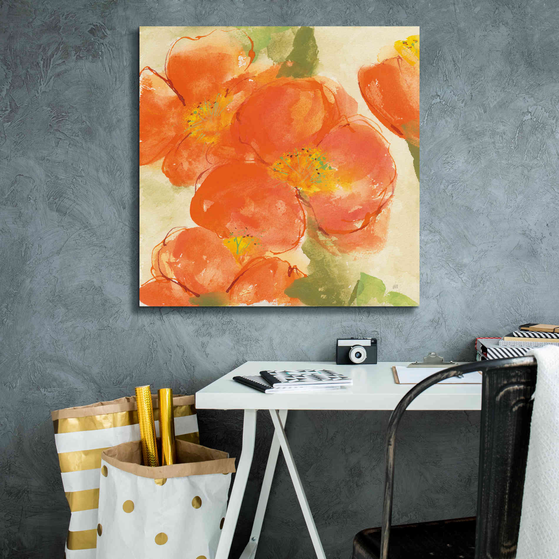 'Tangerine Poppies I' by Chris Paschke, Giclee Canvas Wall Art,26 x 26