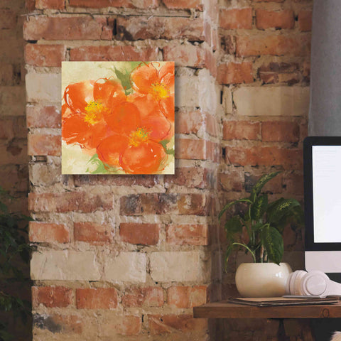 Image of 'Tangerine Poppies II' by Chris Paschke, Giclee Canvas Wall Art,12 x 12
