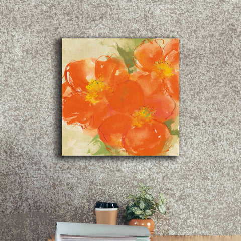 Image of 'Tangerine Poppies II' by Chris Paschke, Giclee Canvas Wall Art,18 x 18