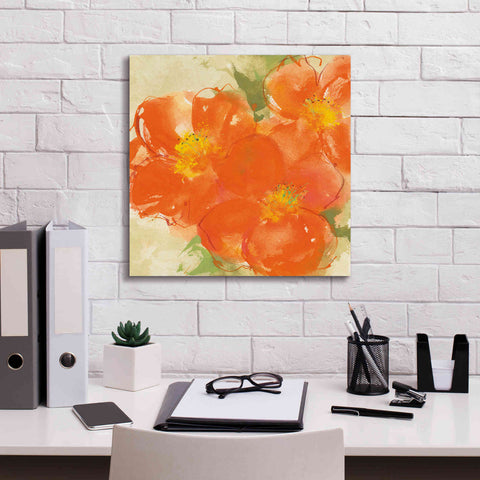 Image of 'Tangerine Poppies II' by Chris Paschke, Giclee Canvas Wall Art,18 x 18