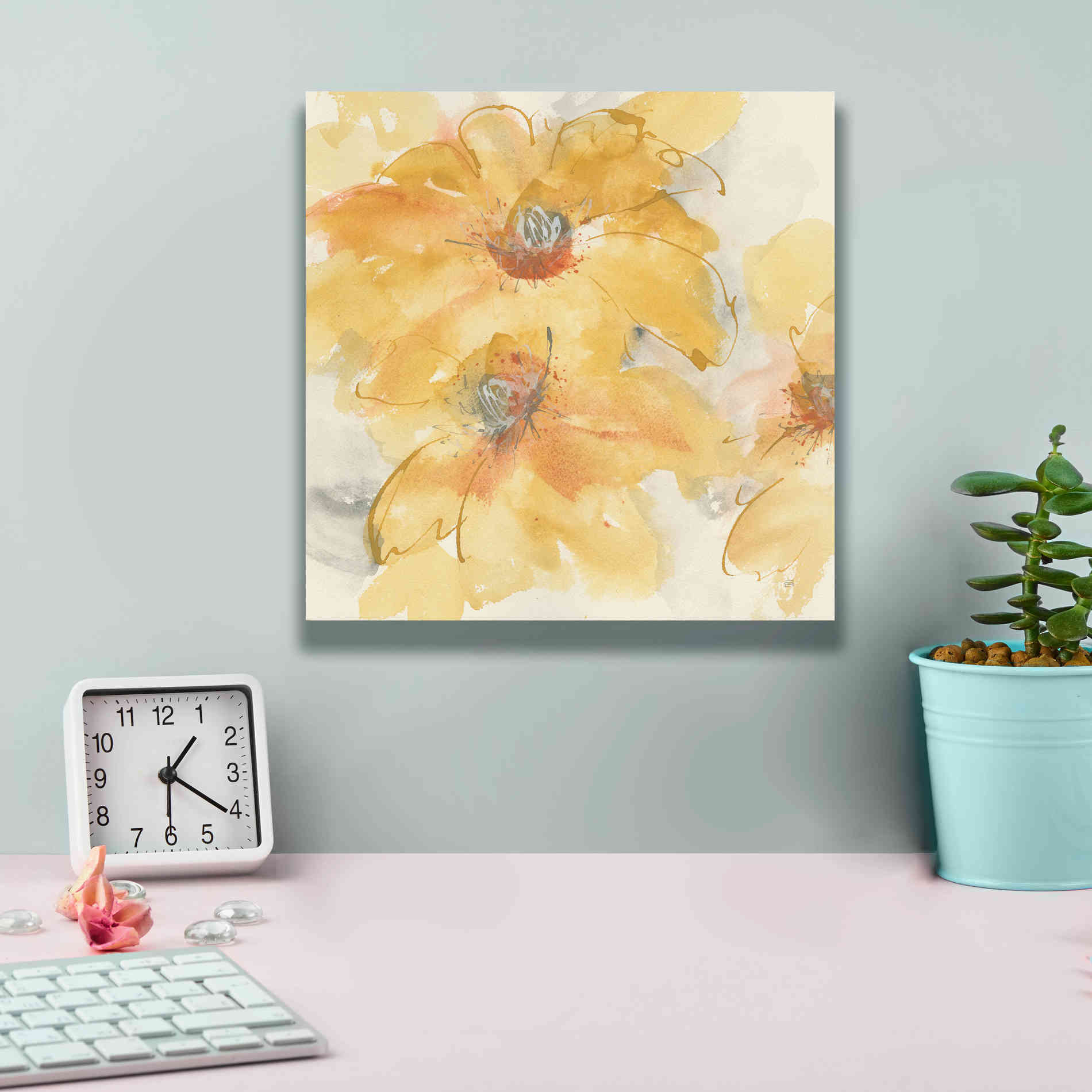 'Golden Clematis I' by Chris Paschke, Giclee Canvas Wall Art,12 x 12