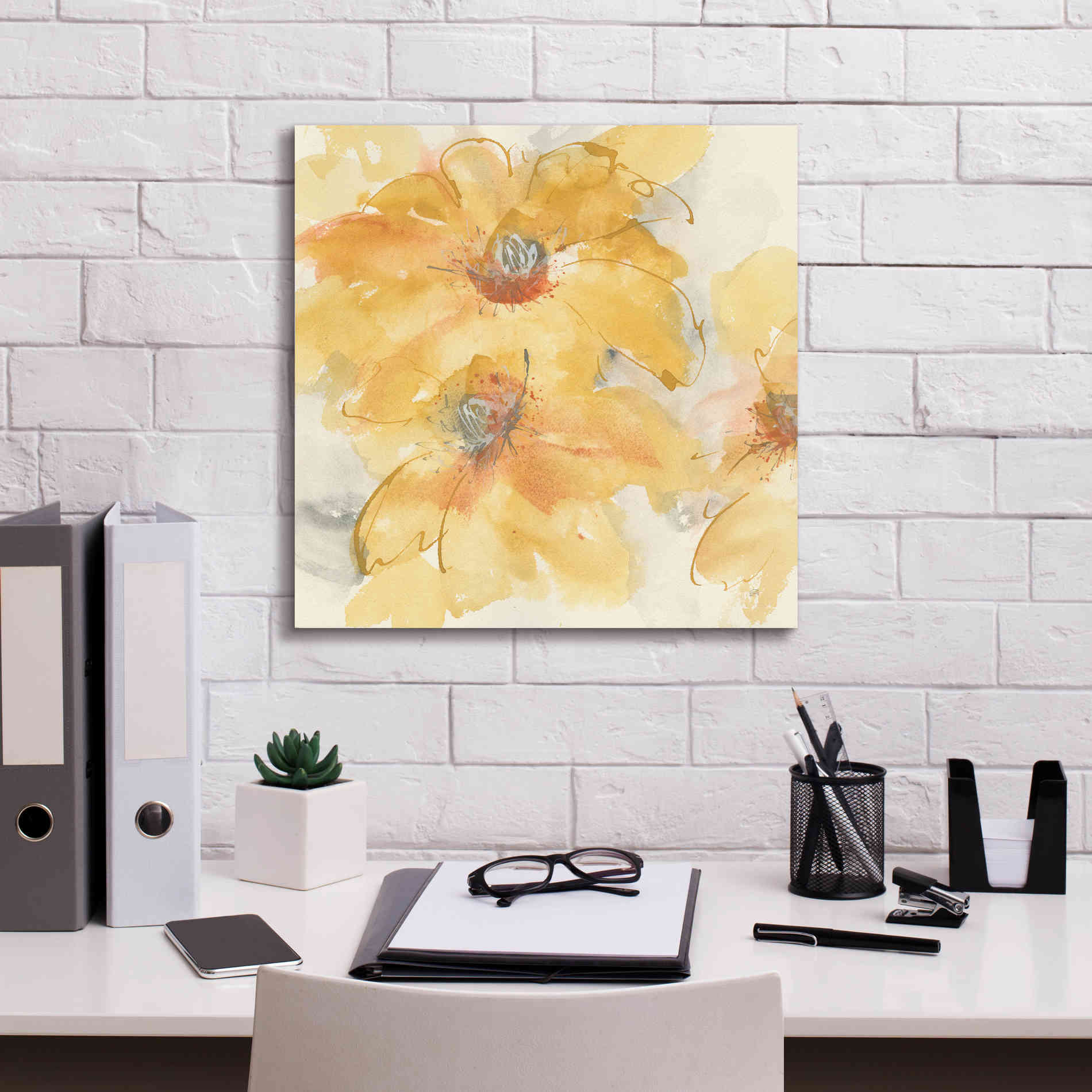 'Golden Clematis I' by Chris Paschke, Giclee Canvas Wall Art,18 x 18