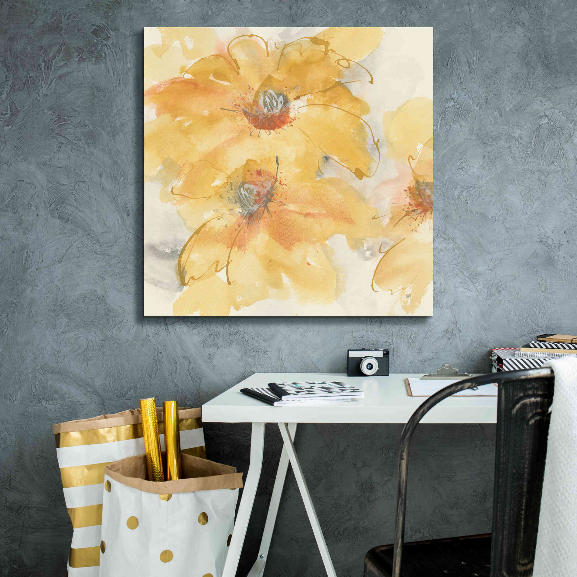 'Golden Clematis I' by Chris Paschke, Giclee Canvas Wall Art,26 x 26