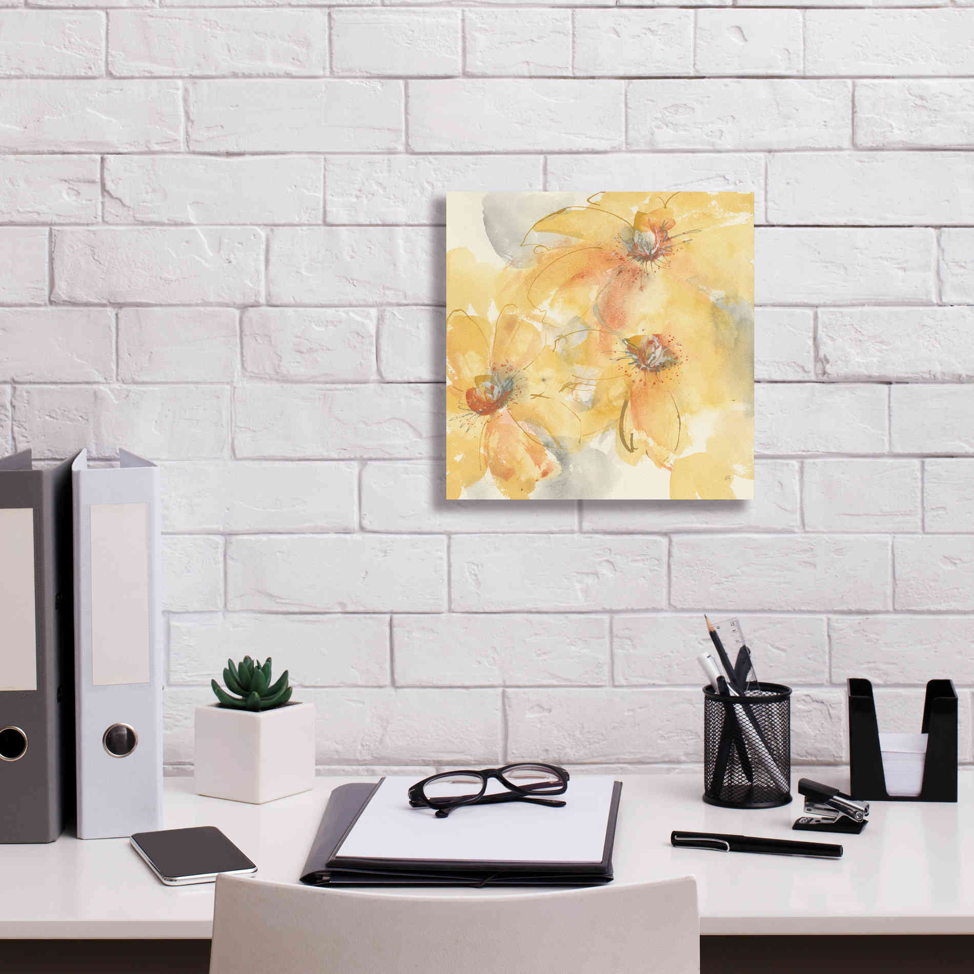 'Golden Clematis II' by Chris Paschke, Giclee Canvas Wall Art,12 x 12