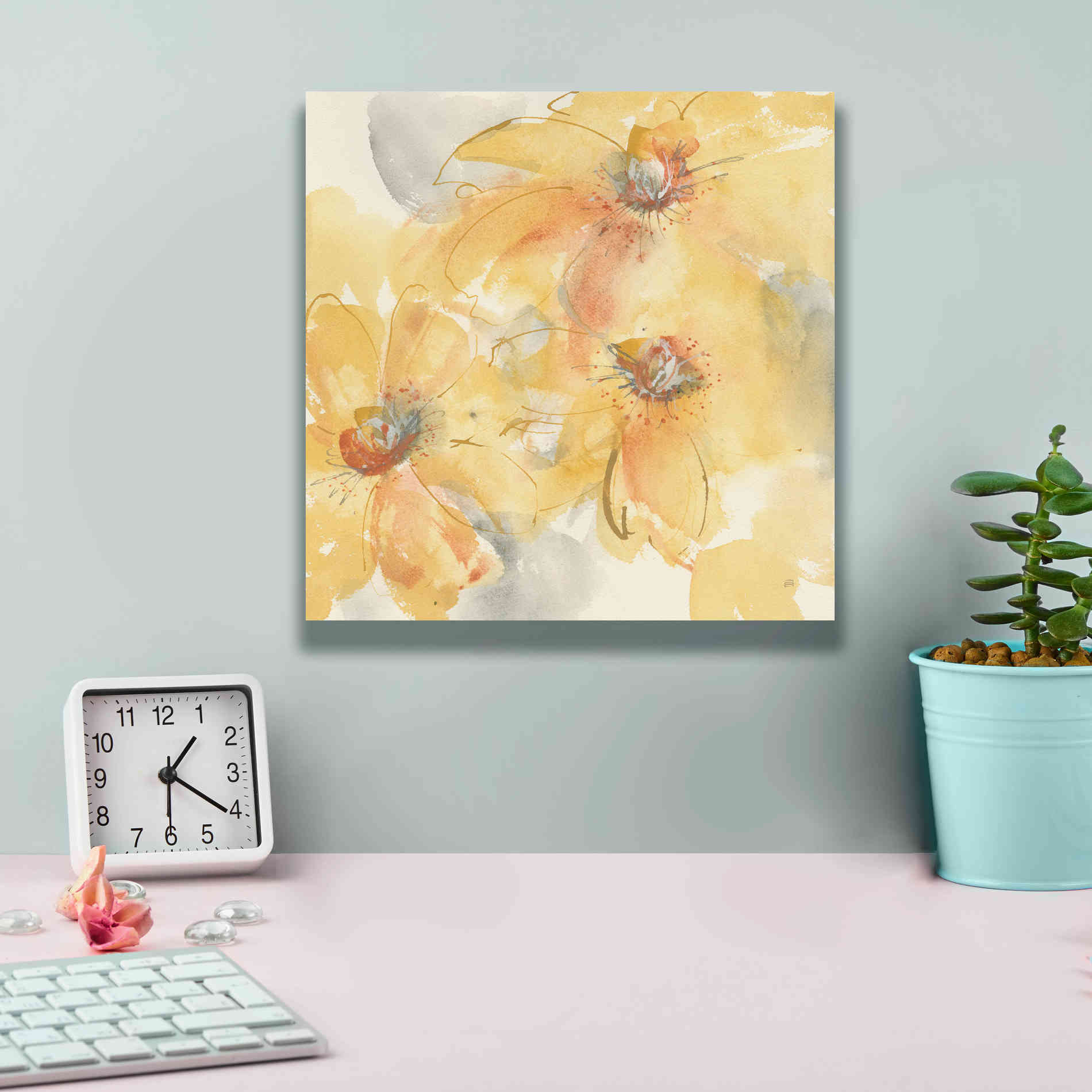 'Golden Clematis II' by Chris Paschke, Giclee Canvas Wall Art,12 x 12