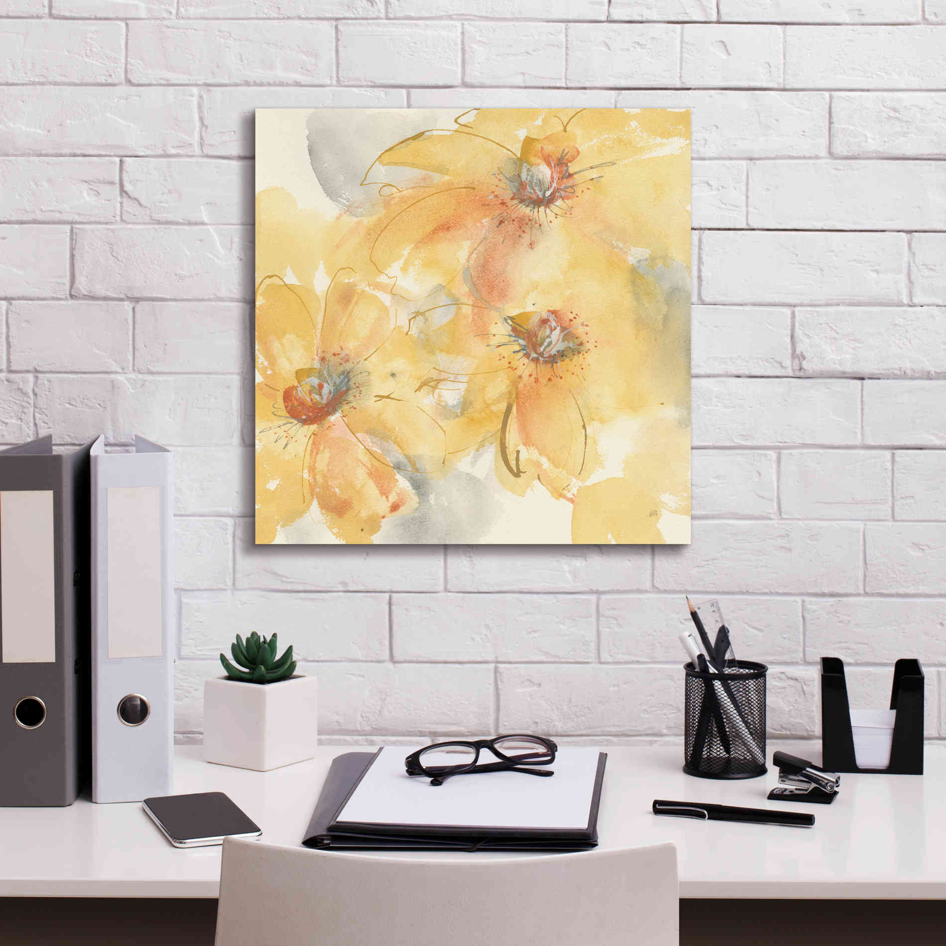 'Golden Clematis II' by Chris Paschke, Giclee Canvas Wall Art,18 x 18