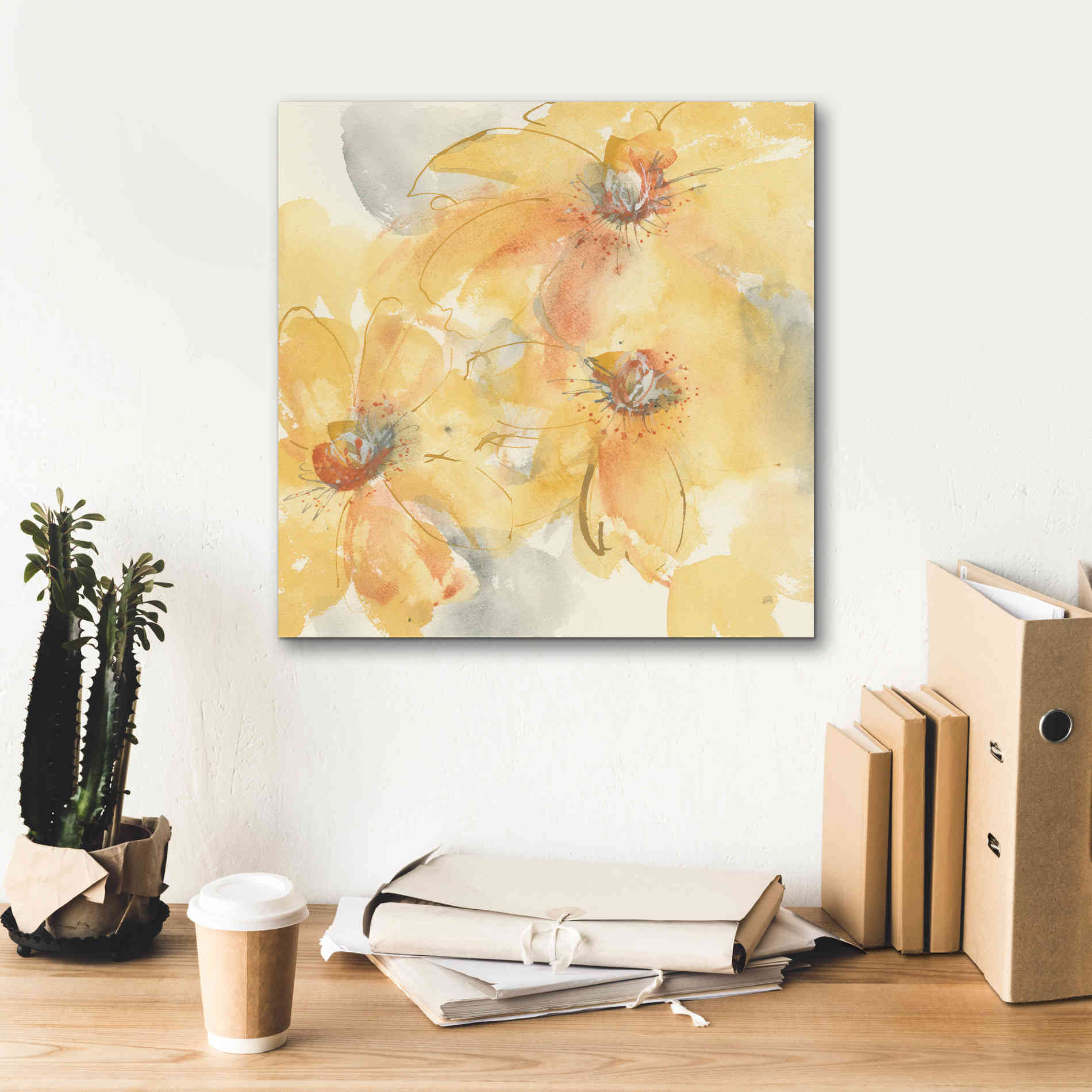 'Golden Clematis II' by Chris Paschke, Giclee Canvas Wall Art,18 x 18