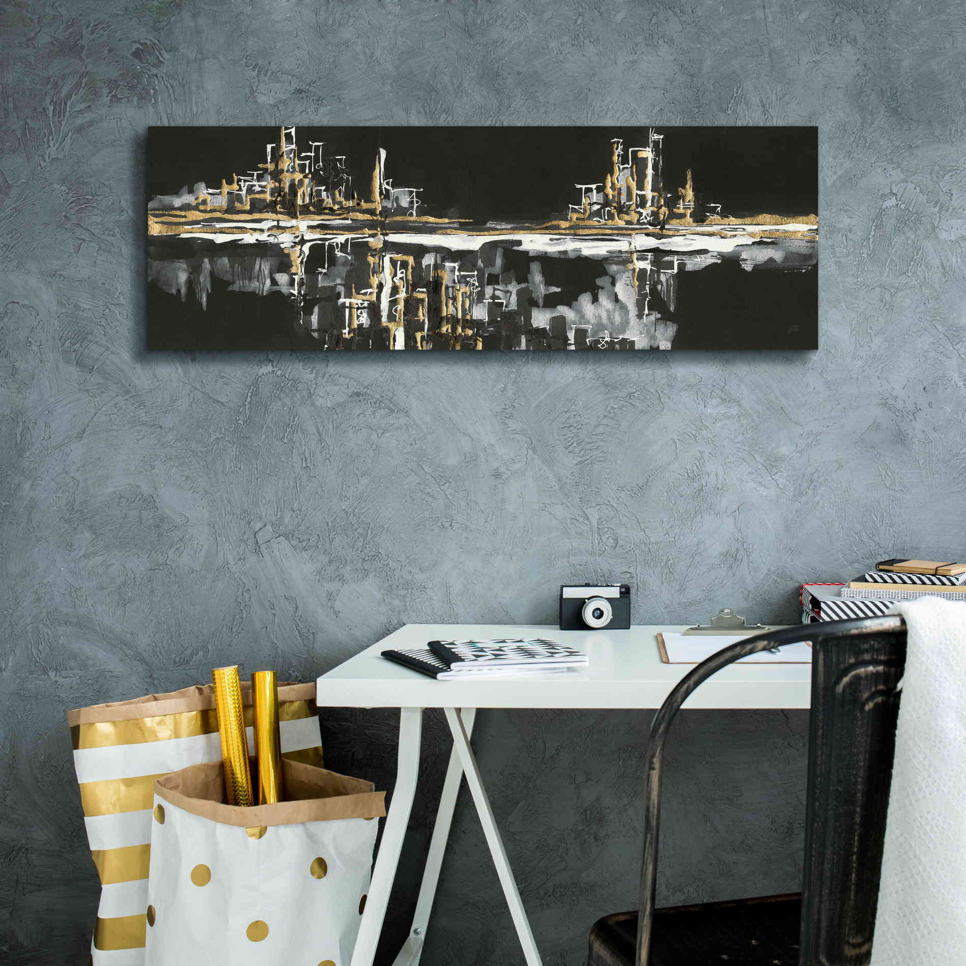 'Urban Gold I' by Chris Paschke, Giclee Canvas Wall Art,36 x 12