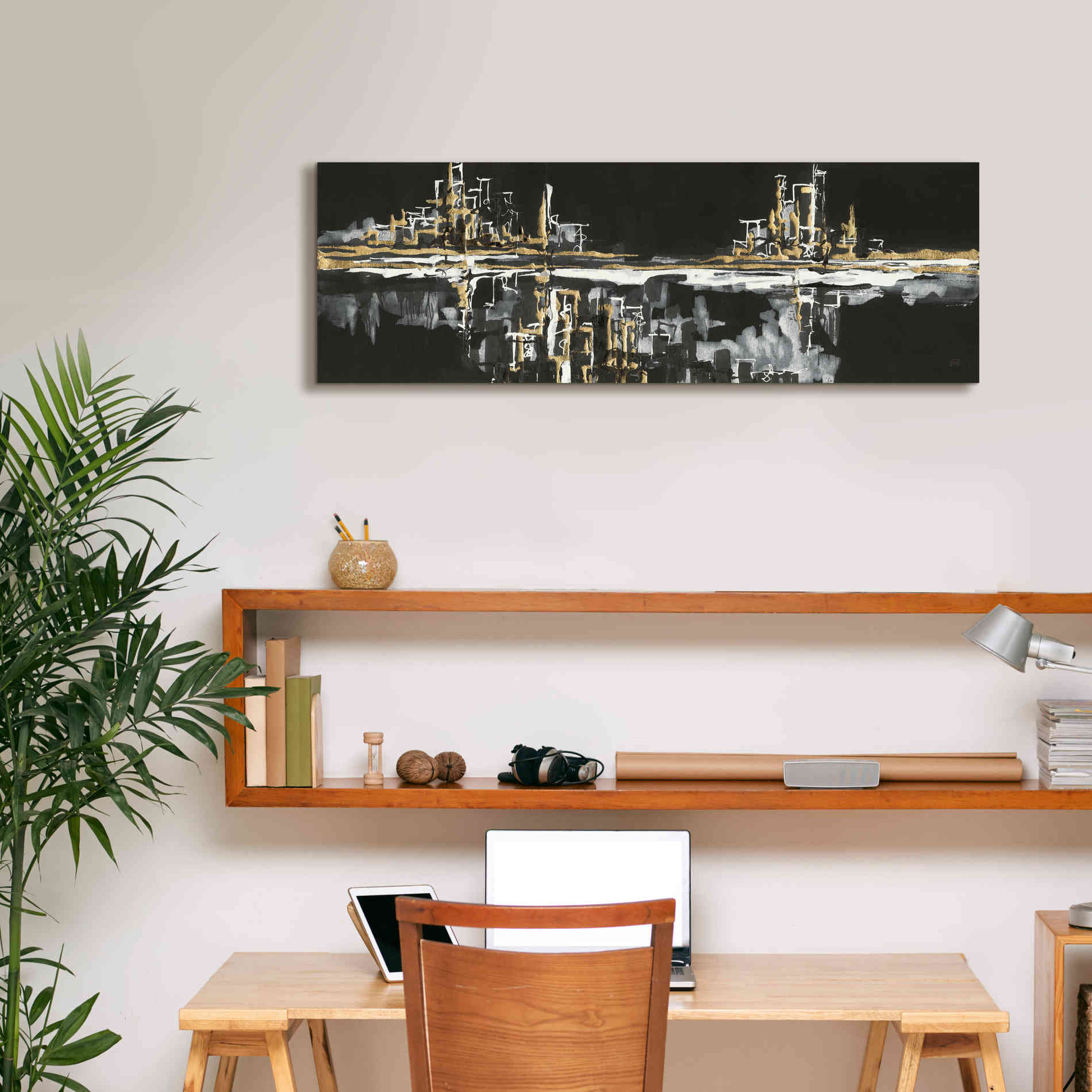 'Urban Gold I' by Chris Paschke, Giclee Canvas Wall Art,36 x 12