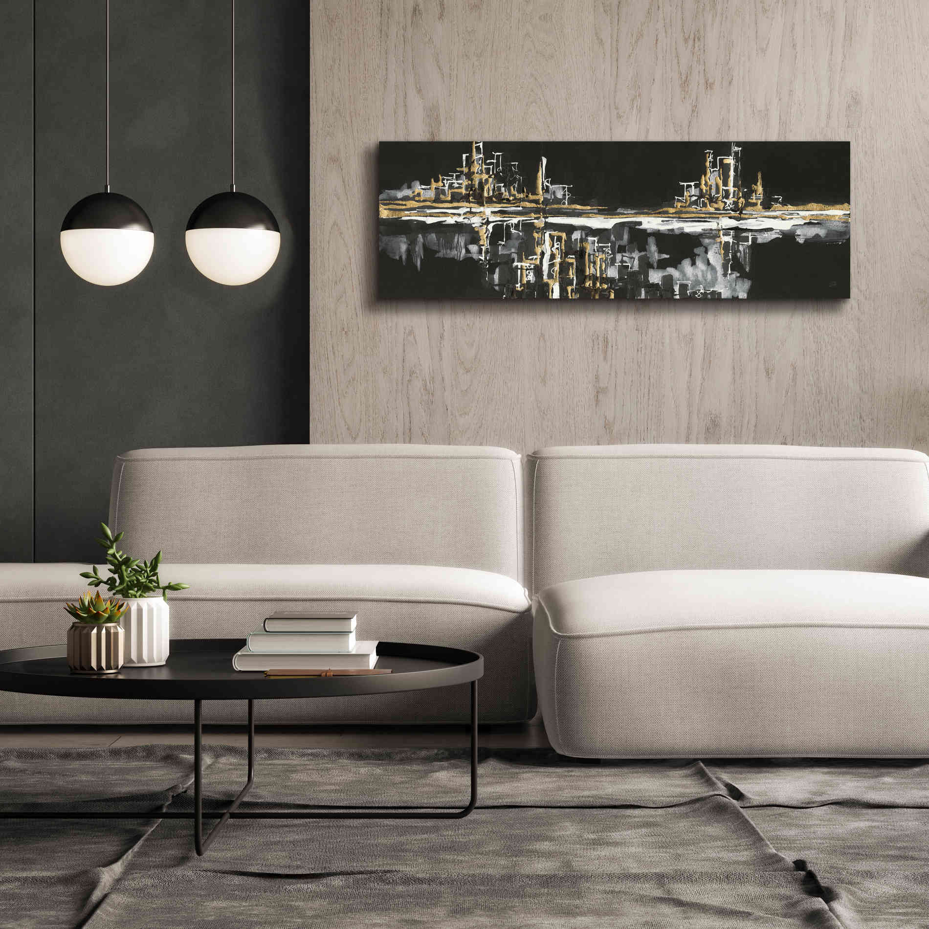 'Urban Gold I' by Chris Paschke, Giclee Canvas Wall Art,60 x 20