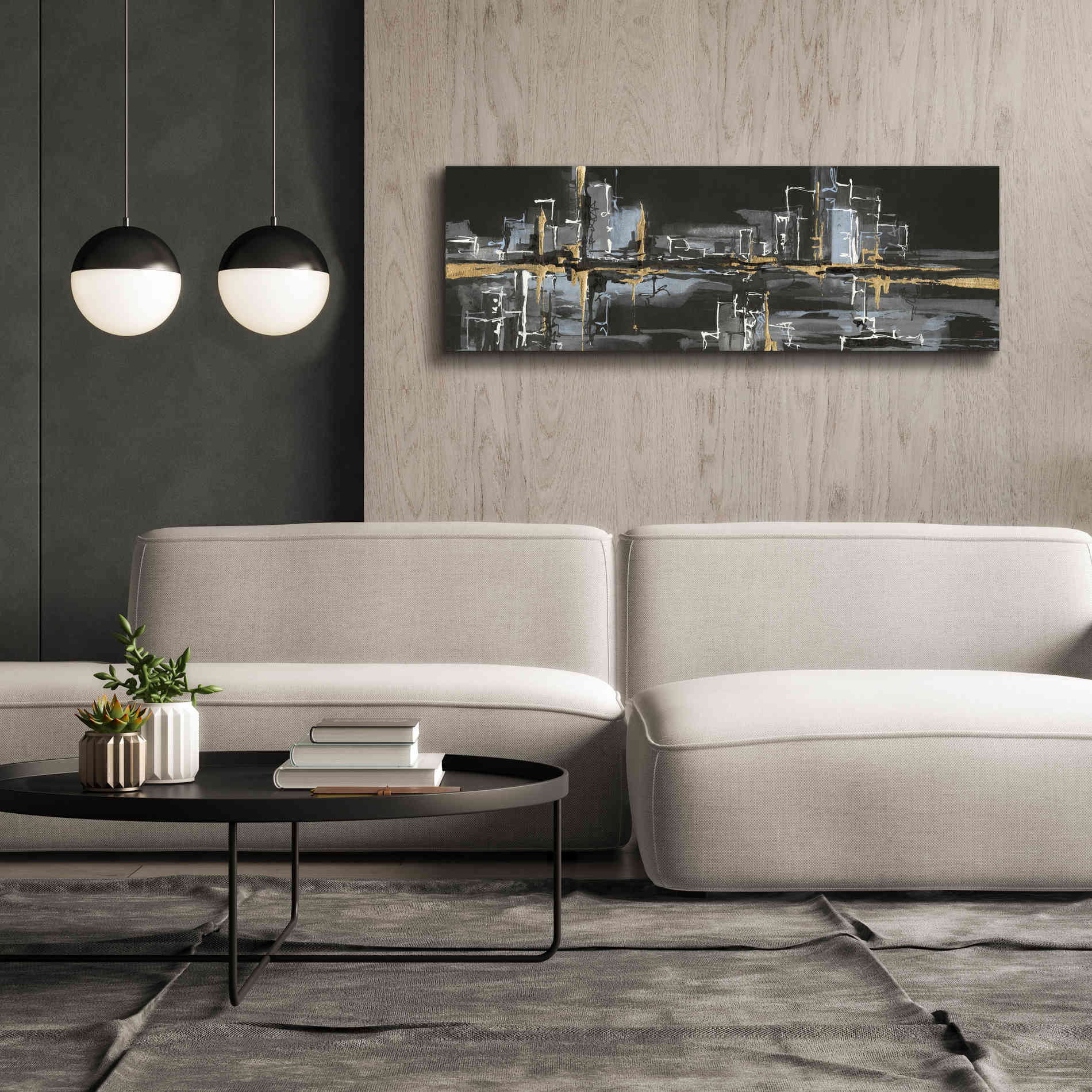 'Urban Gold II' by Chris Paschke, Giclee Canvas Wall Art,60 x 20