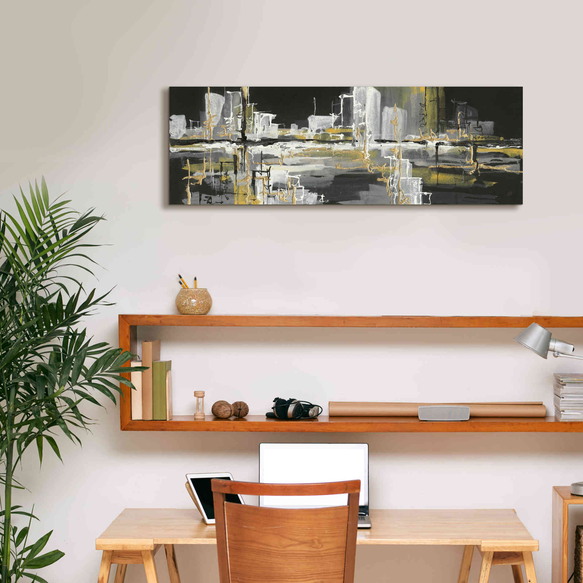 'Urban Gold III' by Chris Paschke, Giclee Canvas Wall Art,36 x 12