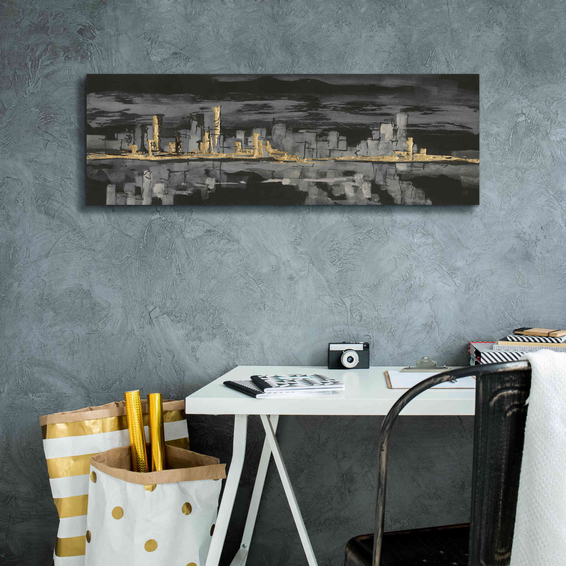'Urban Gold IV' by Chris Paschke, Giclee Canvas Wall Art,36 x 12